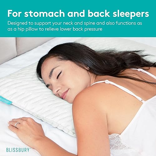 Miniatura 4 de BLISSBURY Almohada súper fina de enfriamiento de 3.3 pulgadas para dormir  Almohada plana para dormir boca abajo y dormir de espalda  Almohada de