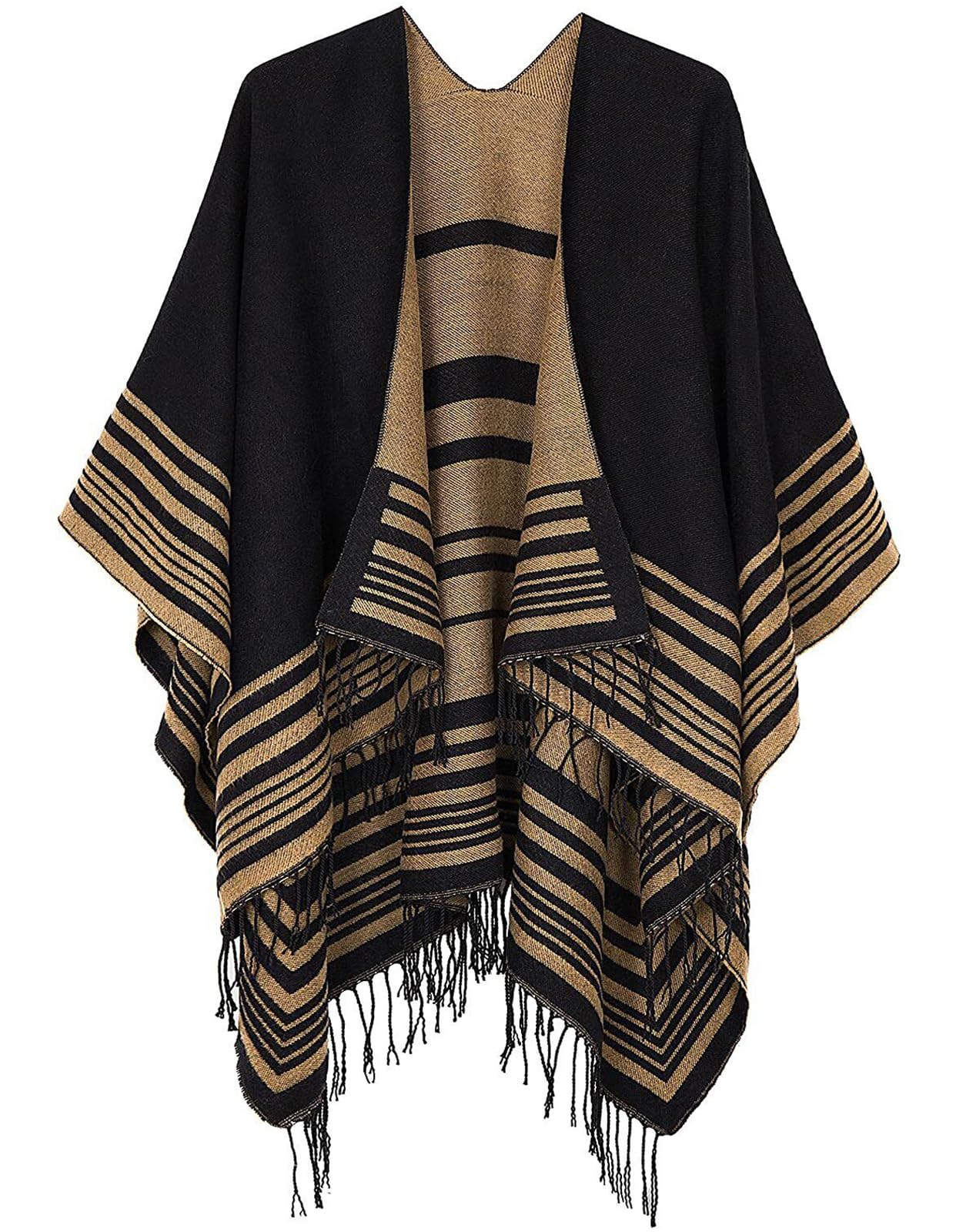 Women's Shawl Wraps Open Front Poncho Cape Oversized Sweaters Casual Cardigan Shawls for Fall Winter