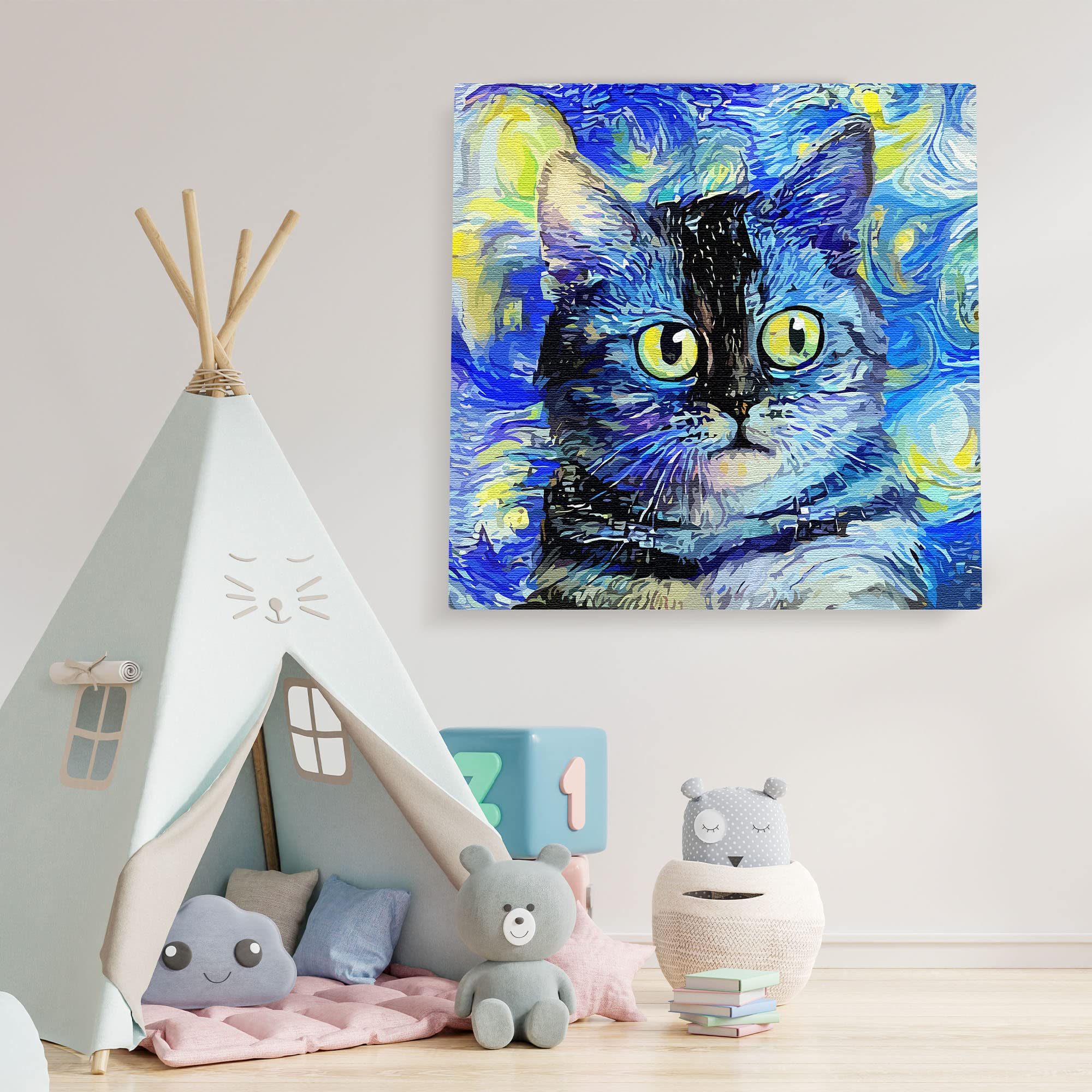 絵画。原画☆キャンバスF20【子猫たちのソファーでの幸せな瞬間に属する】 アートインテリア/キャンバス_A-C-86-5075 Haru and Nagi the