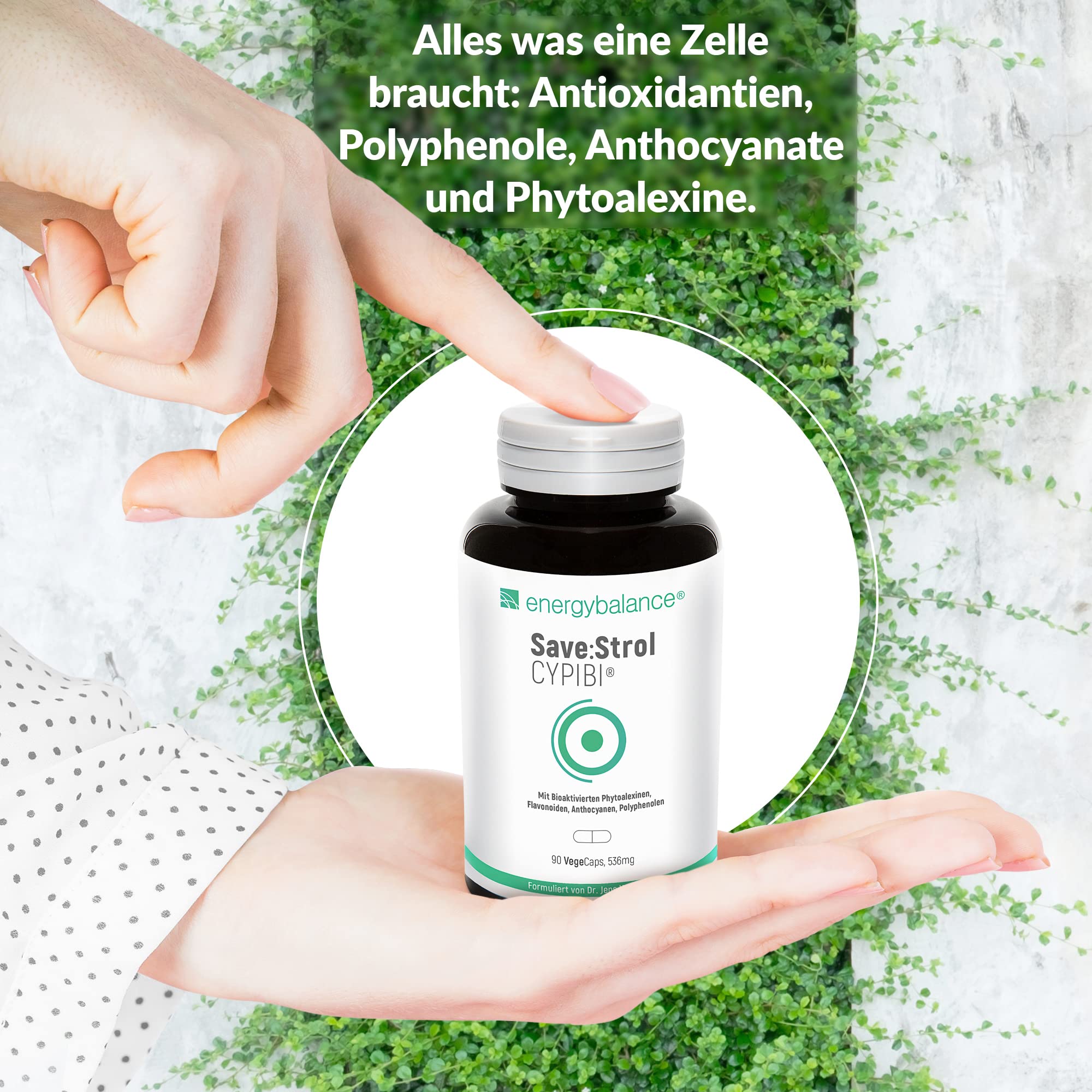 EnergyBalance Save:Strol CYPIBI - Kapseln mit Polyphenolextrakt und Anthocyane aus Heidelbeerextrakt - Pflanzlich, Natürlich - Qualität aus der Schweiz - 90 VegeCaps à 536 mg