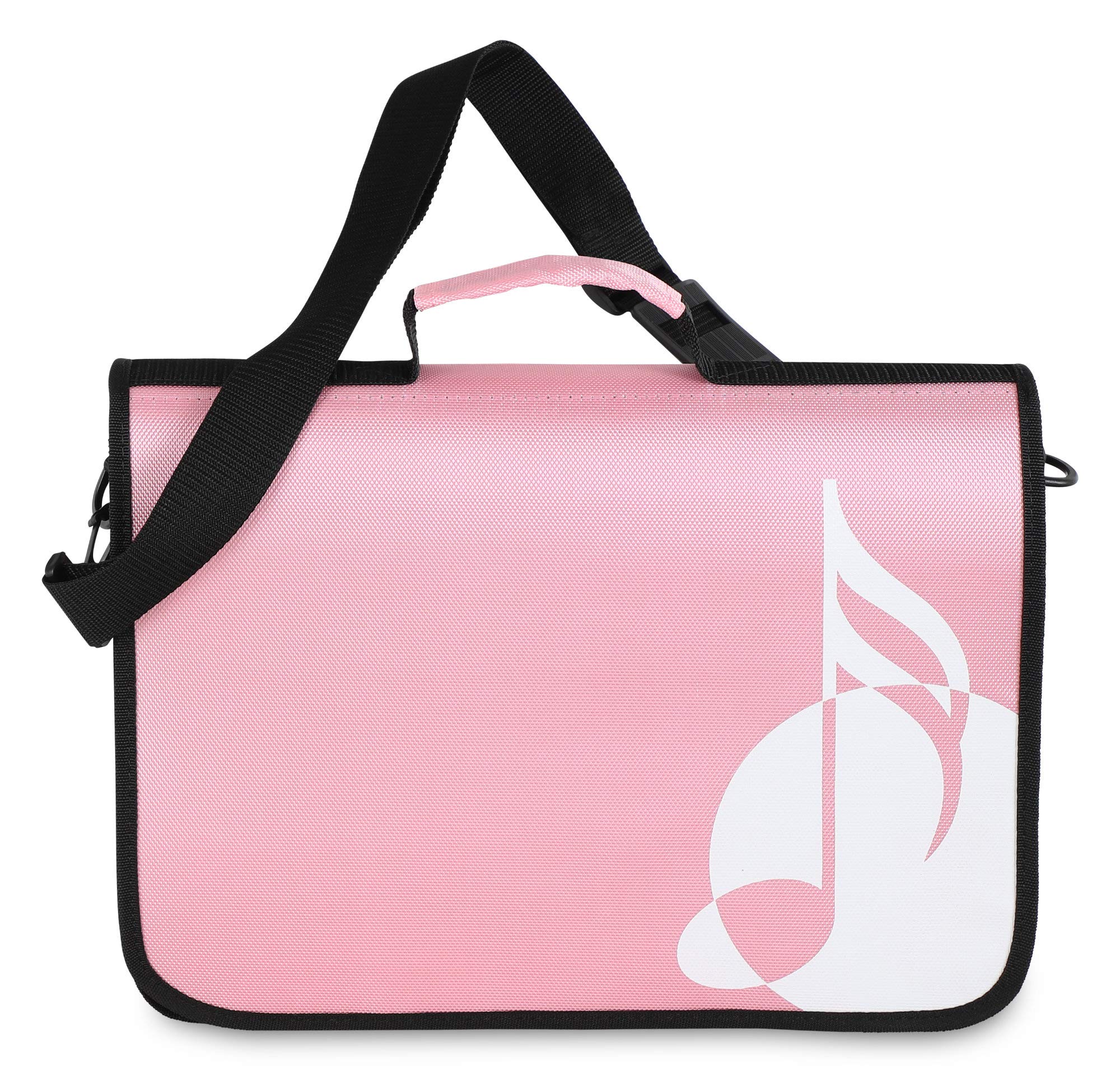 Classic Cantabile Torba na nuty - Torba na lekcje muzyki i wczesnej edukacji muzycznej - na nuty w formacie DIN i USA - Pasek na ramię - Wewnętrzne kieszenie na akcesoria - Design muzyczny - różowy