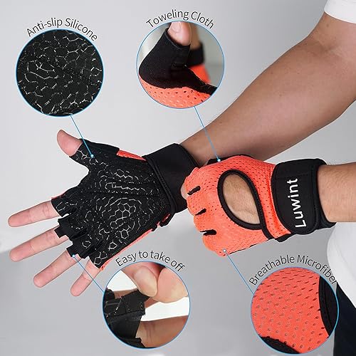 Miniatura 5 de Luwint Ventilated Workout Gloves, Flexible Full Palm Wrist Support for Men and Women Exercise, Weight Lifting, Gym, Cycling