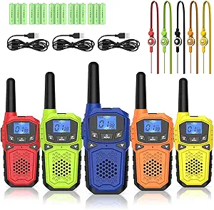 Walkie Talkies for Adults- WokTok Long Range Two Way Radio for Camping Hiking Hand Held Hiking Accessories Camping Gear Xmas Birthday Gift for Kids,SOS Siren,NOAA Weather Alert,5 Radios