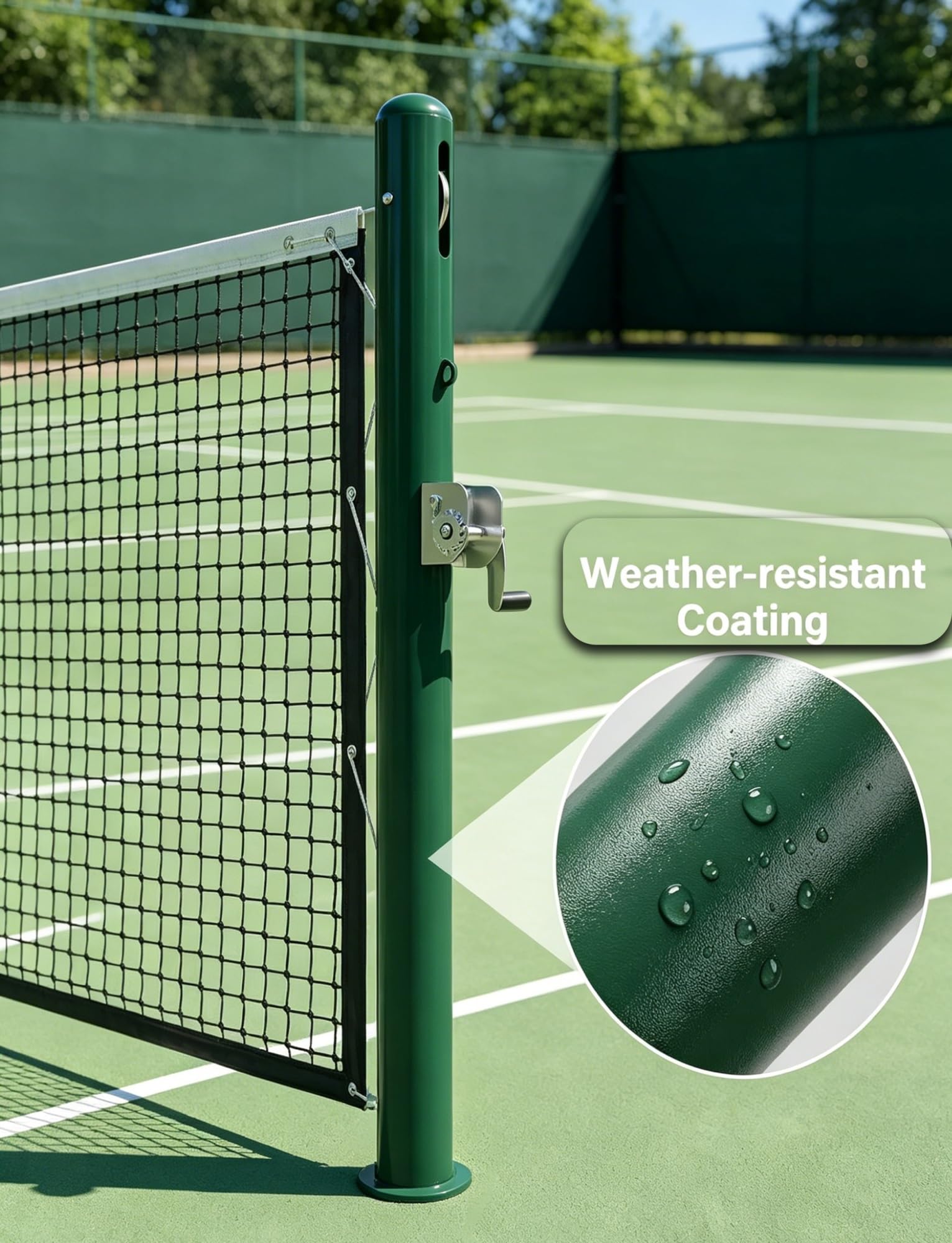 Rete da tennis permanente da 106,7 cm, pali da tennis in acciaio con maniche a terra, kit per pali fissi per cortile e campi scolastici