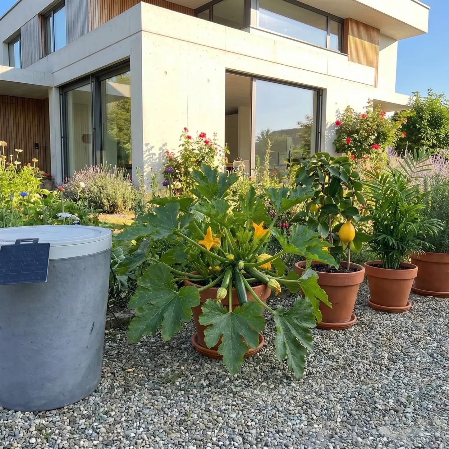 BOUM DRIP Starterpaket mit TANK – Smarte automatische Tröpfchenbewässerung für Balkon, Terrasse & Garten | Solarbetrieben | Wetteradaptive Pflanzenbewässerung | Für bis zu 20 Töpfe & Balkonkästen