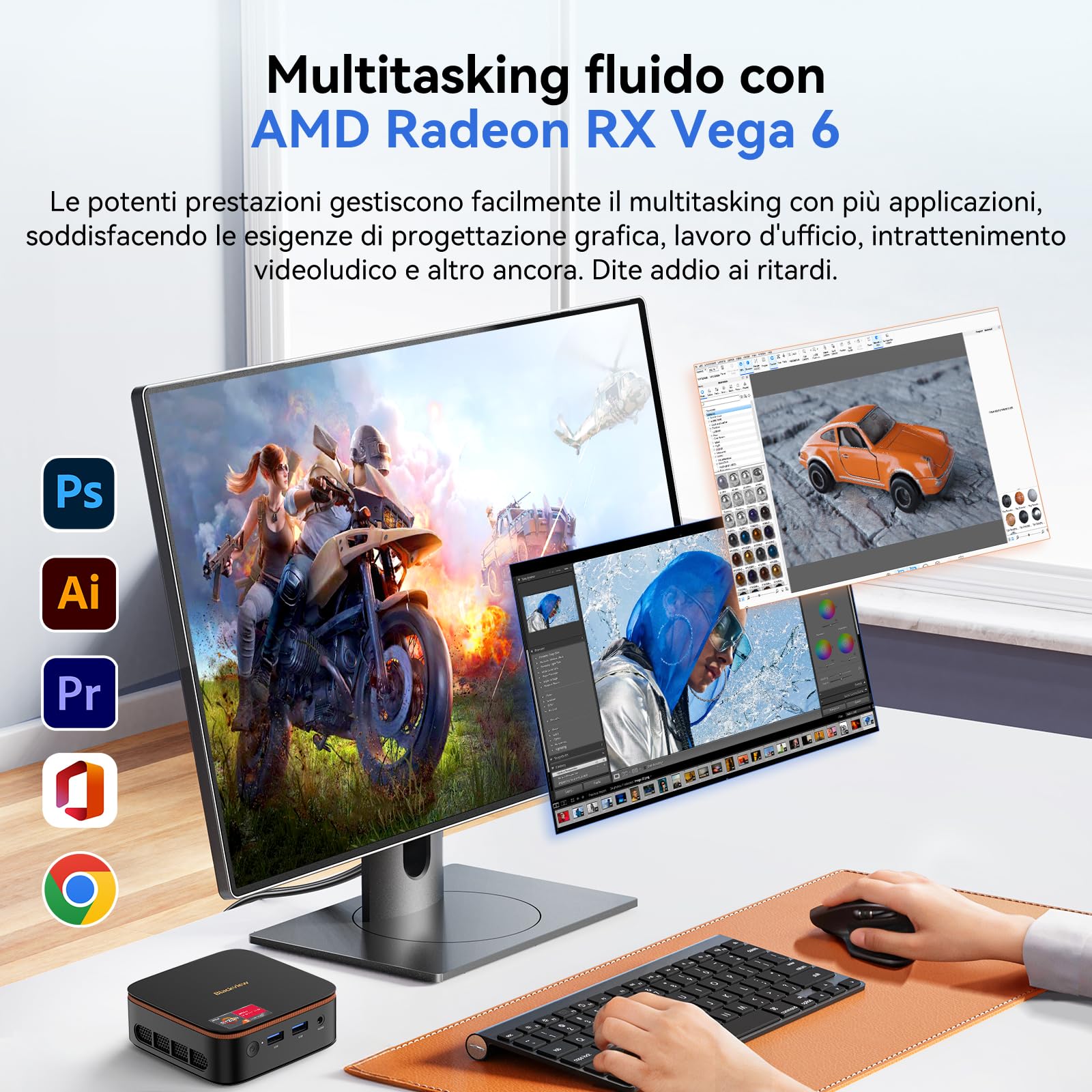 Blackview MP20 Mini PC Win 11 Pro AMD Ryzen 16GB DDR4 512GB SSD 4K Dual Display USB 3.2