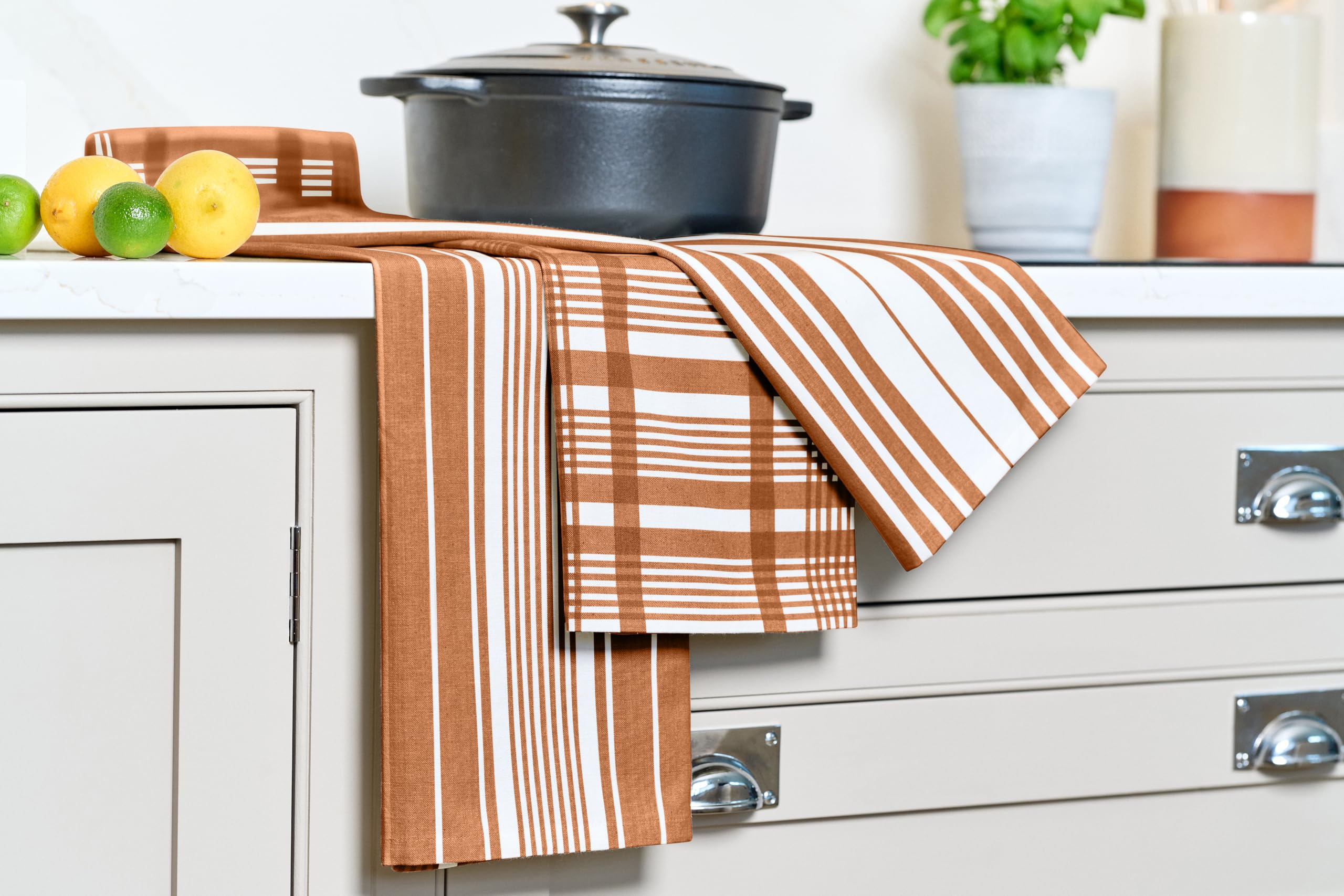 Dexam Love Colour Set Of 3 Extra Large Tea Towels, 90cm x 60cm, Terracotta Brown