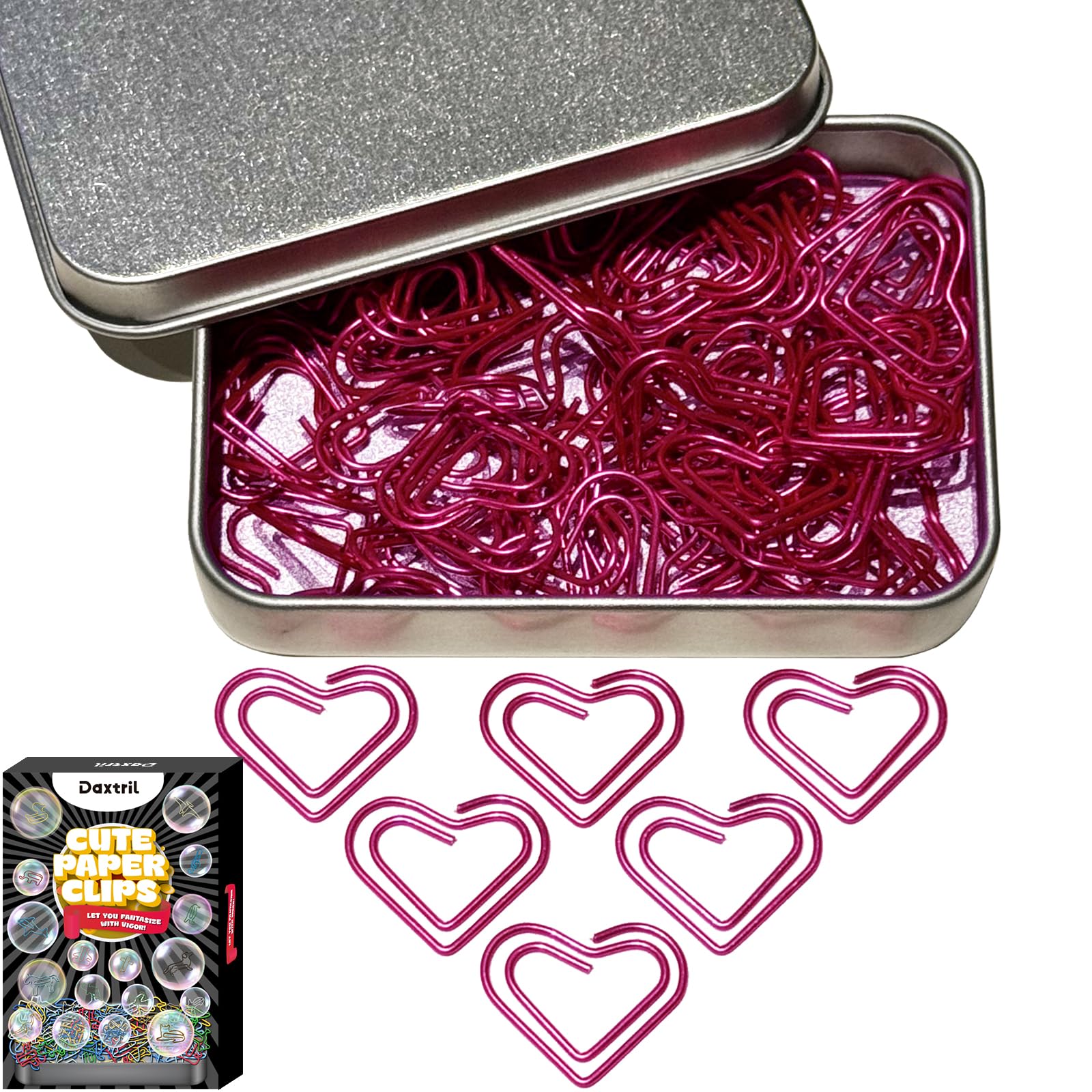 Herz-Büroklammern, niedliche Liebesherz-Lesezeichen-Clips, rosa Büroklammern, Schulbedarf, Geschenke, Rosa