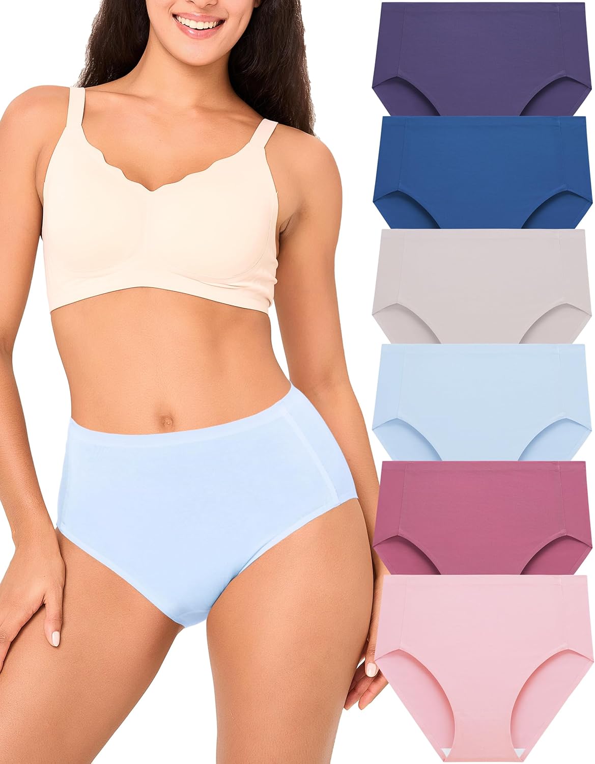 BAMBOO COOL Women's Underwear Soft Panties for Women Full Coverage Ladies Underpants Full Coverage Briefs,6 Pack - Image 2