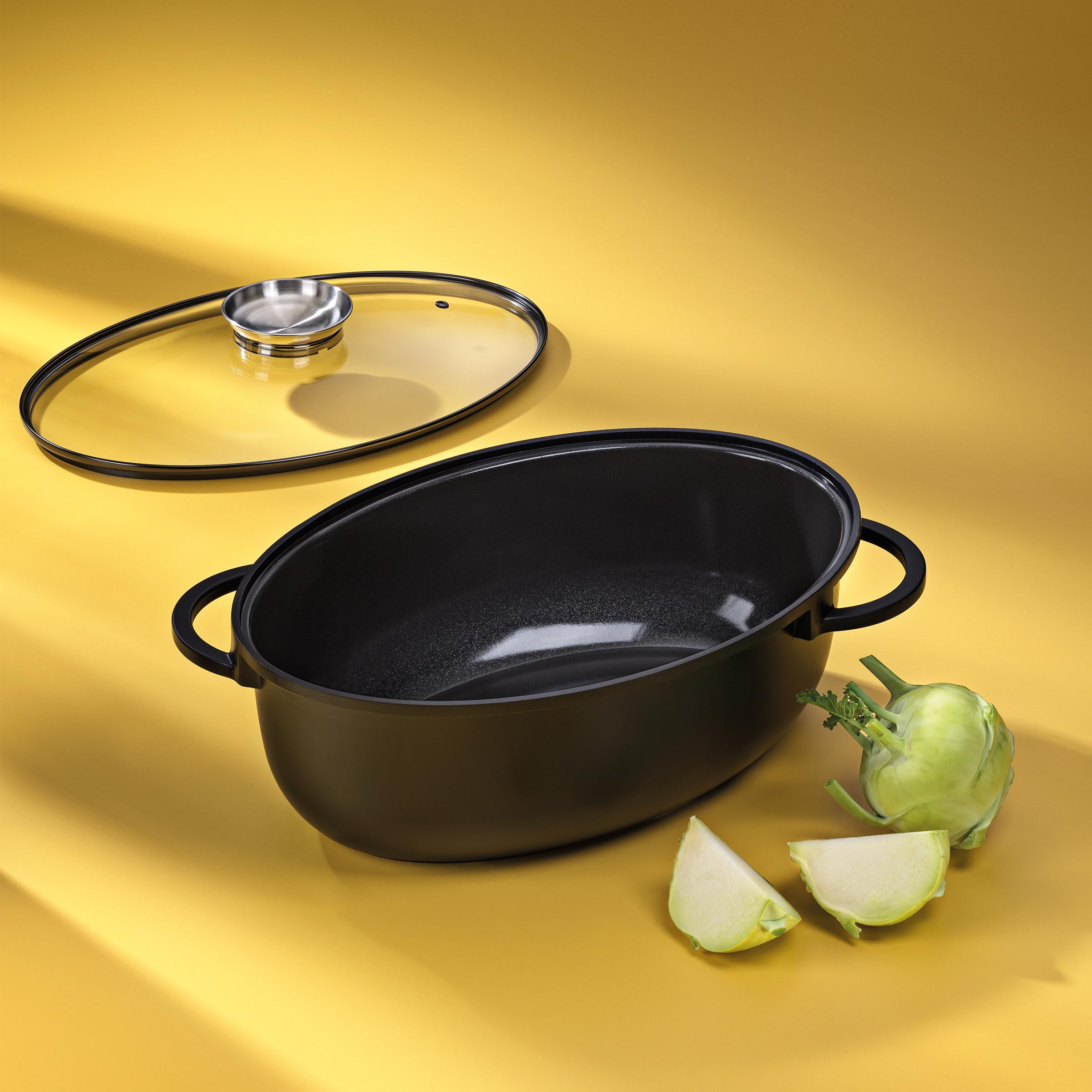 kela Teglia ovale 8 litri ATURA, Dutch Oven, teglia in ghisa con coperchio per induzione, ghisa di alluminio con rivestimento ceramico, senza PFAS