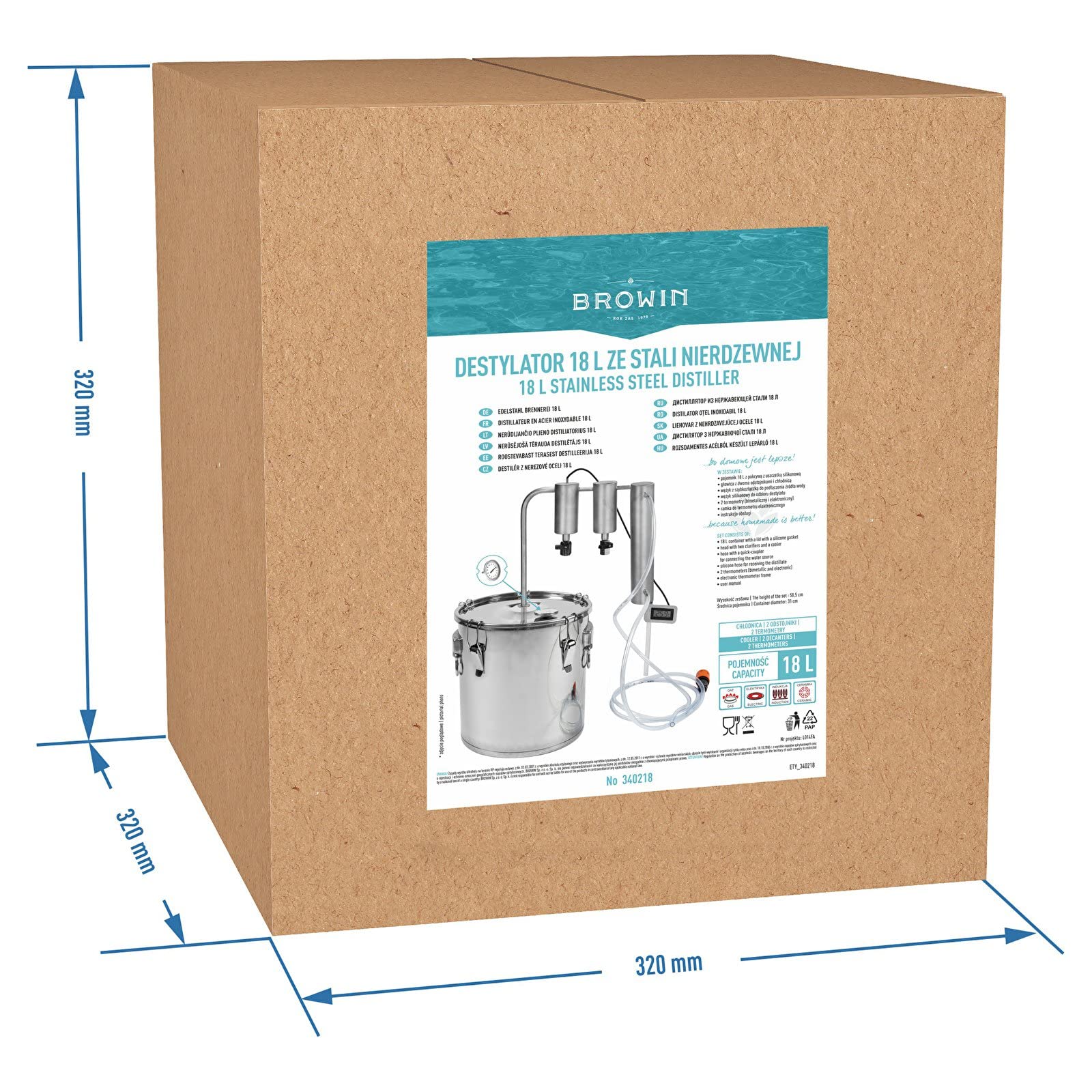 Browin 340230 Destilador, Acero Inoxidable 18/8