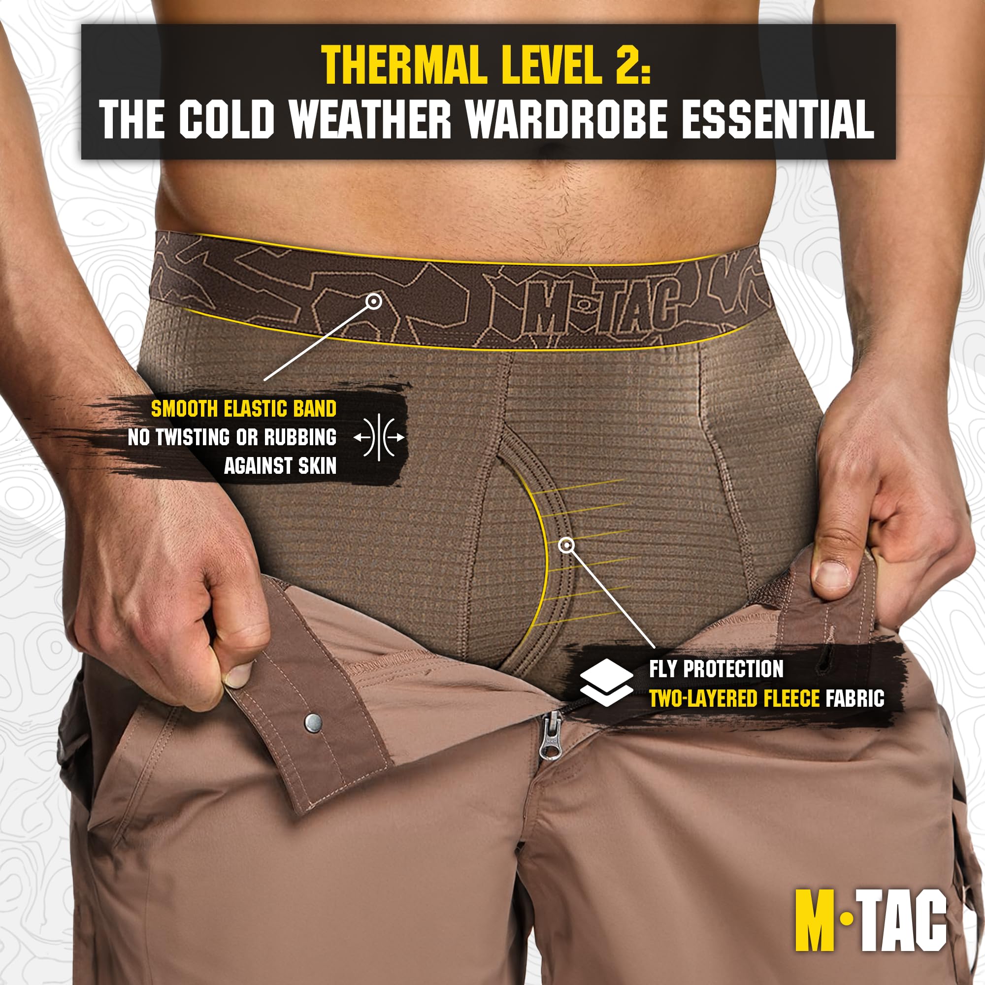 Herrenhose, Thermounterwäsche für Herren, mit Fleece gefüttert, Kompressionshose, Basisstufe 2