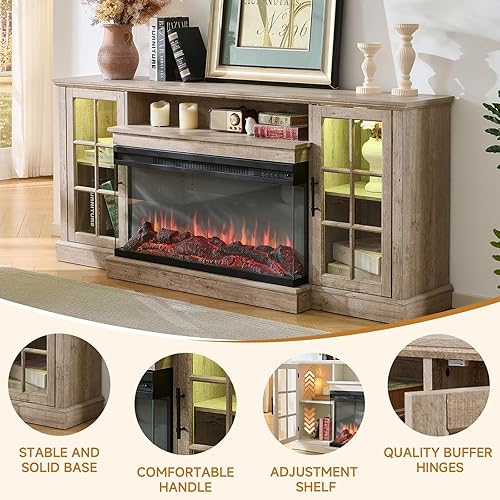 Miniatura 109 de ROCKPOINT Argus - Centro de entretenimiento, consola de almacenamiento para multimedia, TV con base (70 pulgadas), color negro Negro -,Carbón