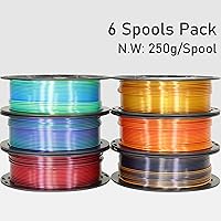 Vista 4 de MIKA3D Paquete de 6 carretes de filamento bicolor para impresora 3D de 1.75mm, filamento de seda PLA para impresión 3D