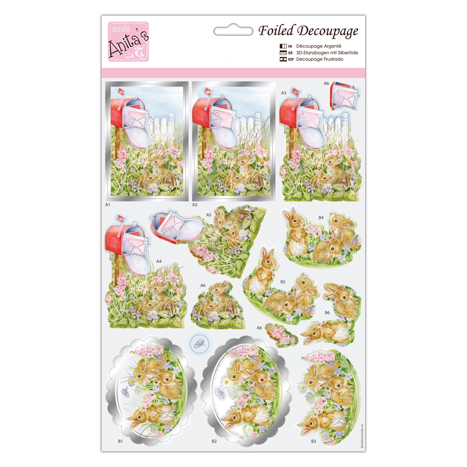 Anita's Foiled Decoupage - Postal Rabbits