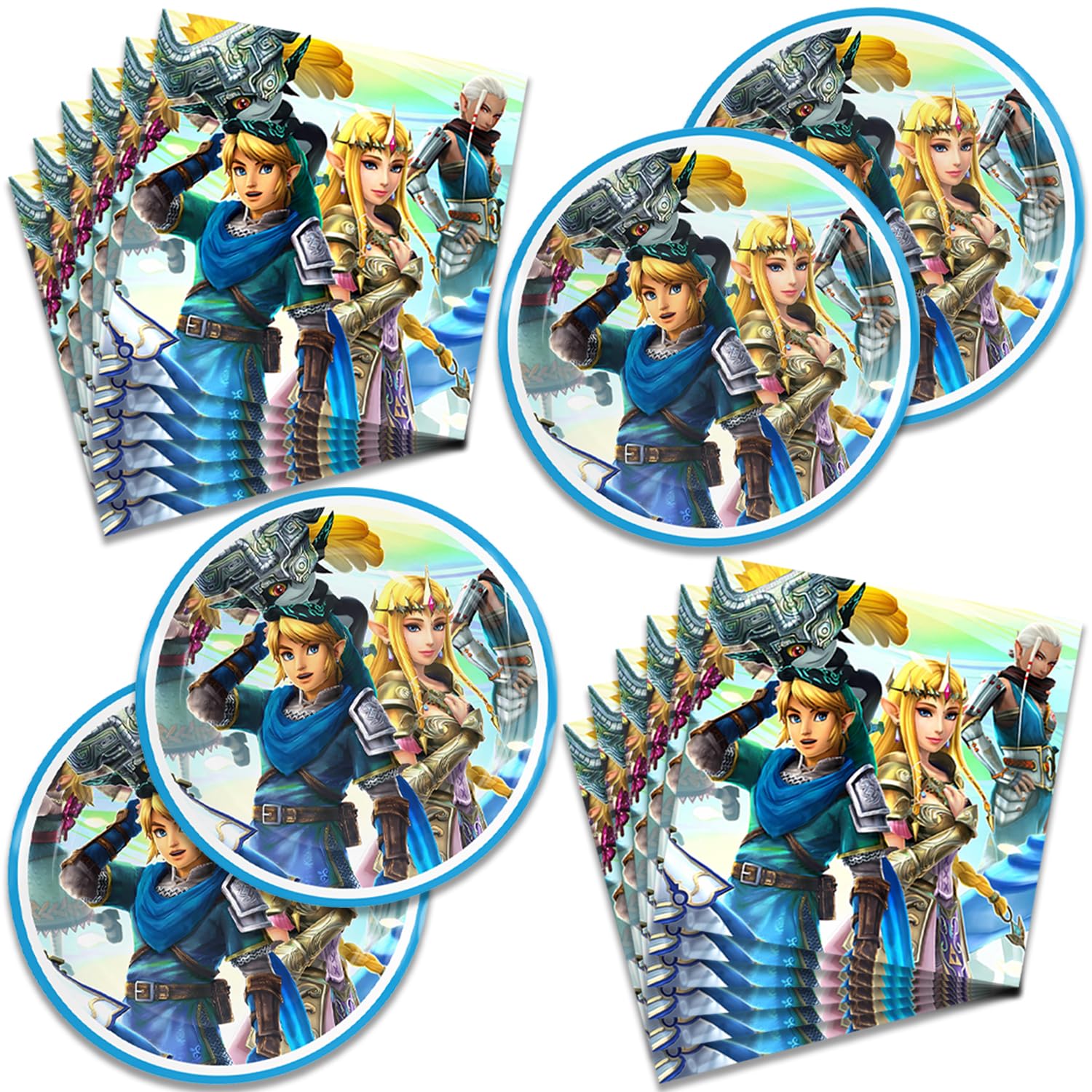 40Pcs Zeldas Party Supplies include 20 plates, 20 napkins for the Zeldas birthday party decoration