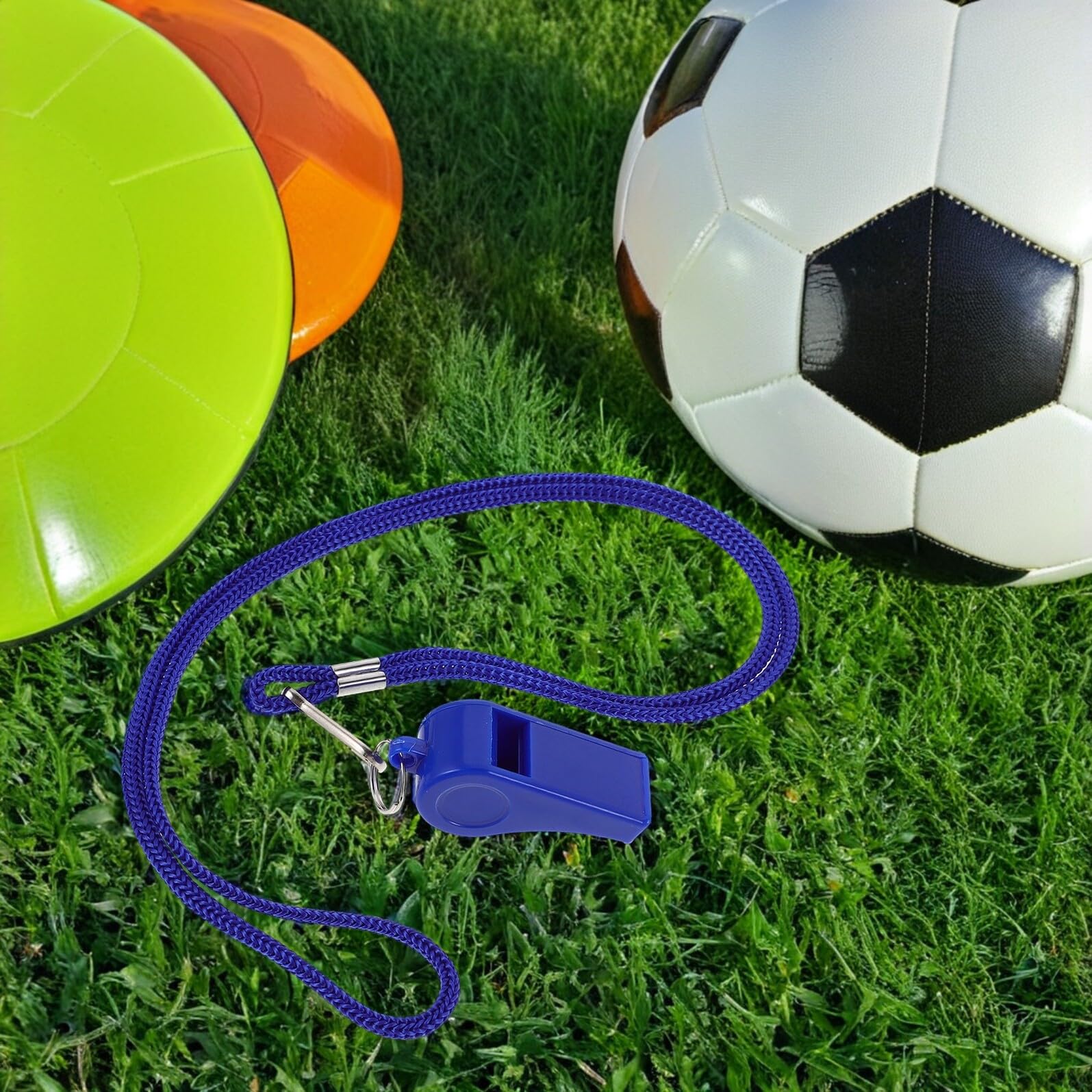 ifundom 36 Pezzi Fischietti Plastica Resistenti con Laccetto Blu Suono Forte per Sicurezza Campeggio Escursionismo Calcio e attività Outdoor