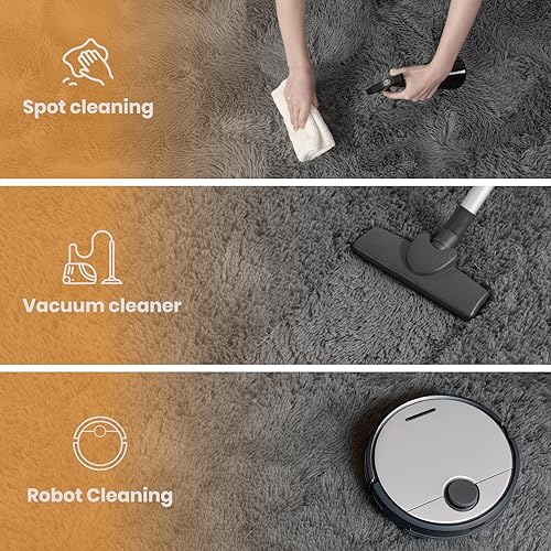 Miniatura 4 de Zentavio - Alfombras de área grises para sala de estar y dormitorio de 4 x 6, alfombra mullida y suave, alfombra estética afelpada de pelo alto,