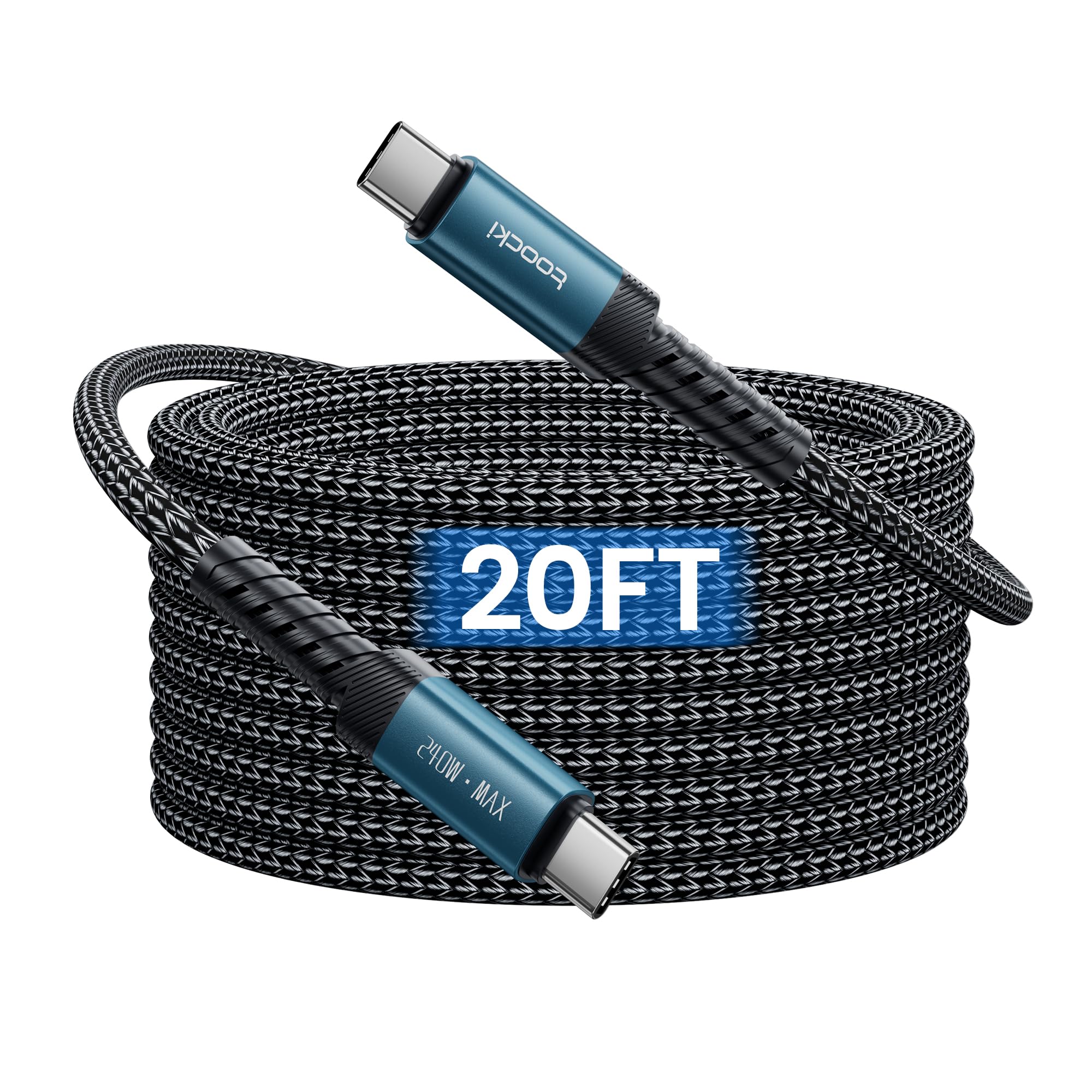 toocki Cavo di ricarica USB C a USB C da 240 W, 6 m, PD 3.1, ricarica rapida, cavo di ricarica USB C extra resistente in nylon intrecciato compatibile con iPhone 17 16 Pro Max, MacBook Pro, iPad Pro