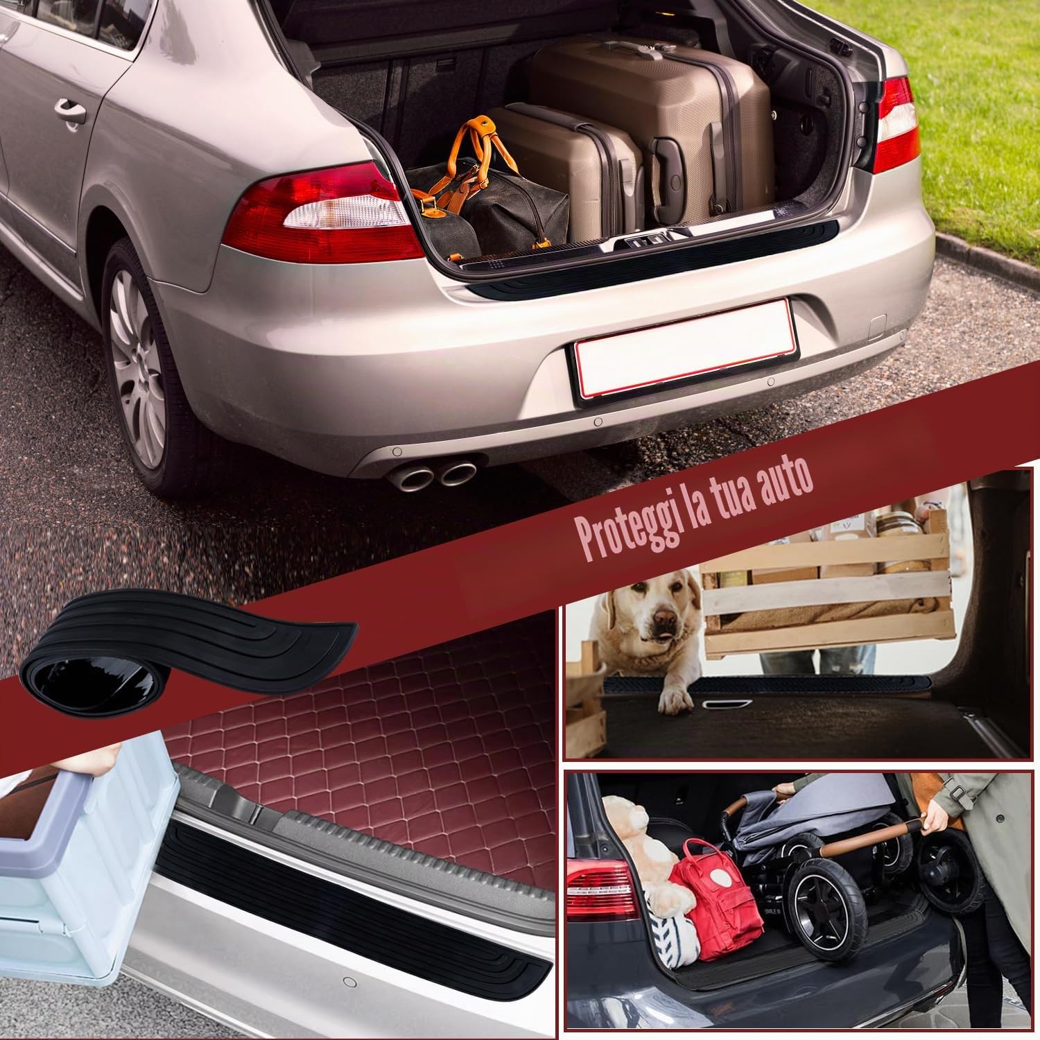 Protezione Paraurti Posteriore in Gomma Autoadesiva 90x7cm – Antigraffio Universale per Auto, SUV, Pickup e Camion | Installazione Istantanea, Compatibile con Tutte le Auto