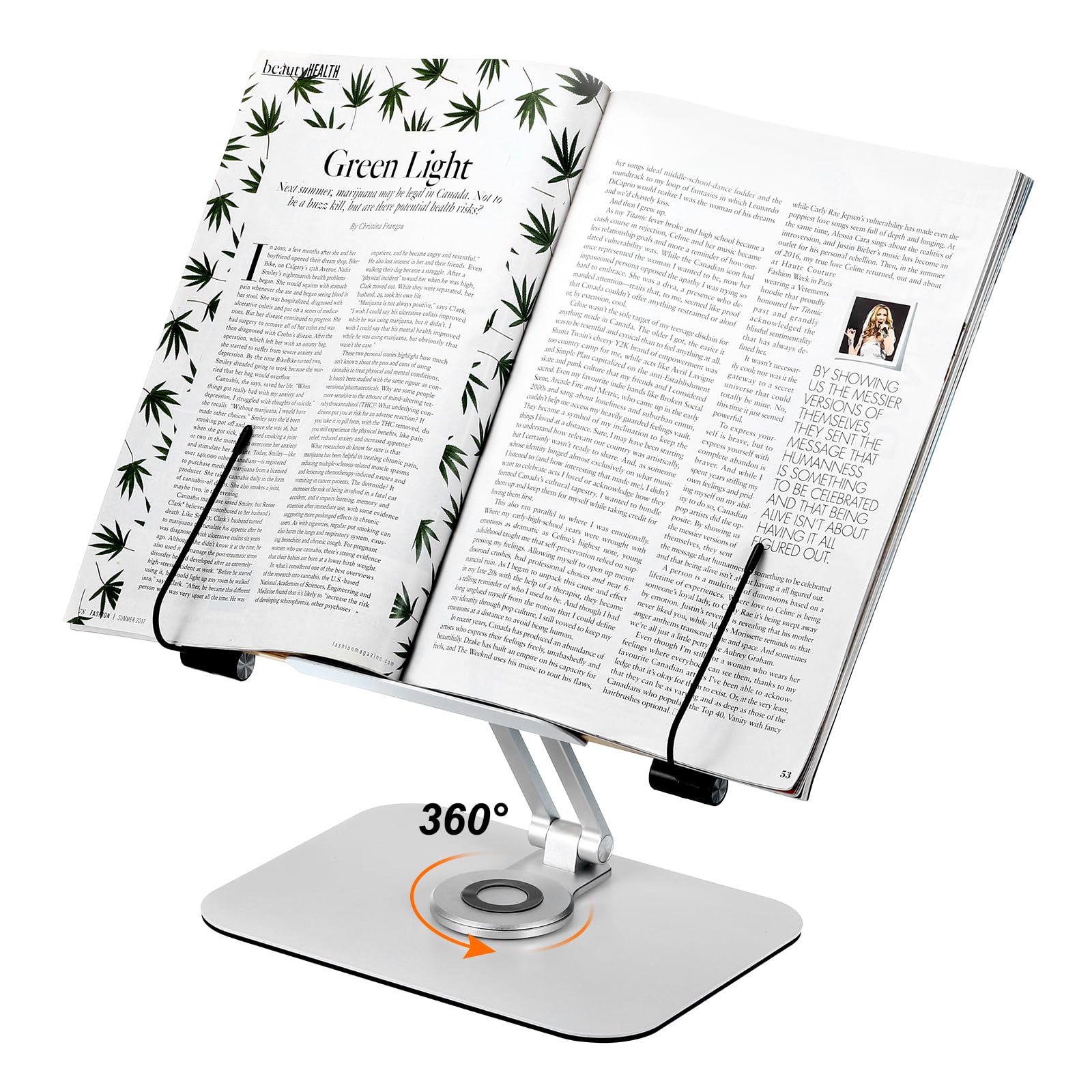 QUARKZMAN Libreria per Lettura Regolabile Libro Supporto con 360° Girevole Base Scrivania Supporto Libri Cucina con Flessibile Fermapagina per Libri Portatile
