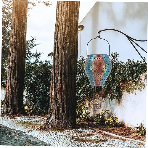 Miniatura 7 de Uonlytech Lámpara colgante de jardín solar creativa proyección hueco patio luz solar decorativo hierro arte luz al aire libre cálido linterna