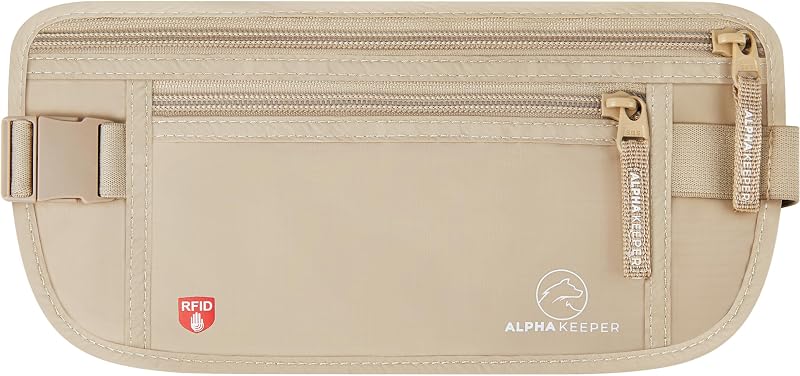 Cinturón de dinero para viajes oculto debajo de la ropa: porta pasaportes con bloqueo de RFID y billetera de cintura delgada para mujeres y hombres, accesorios de viaje antirrobo