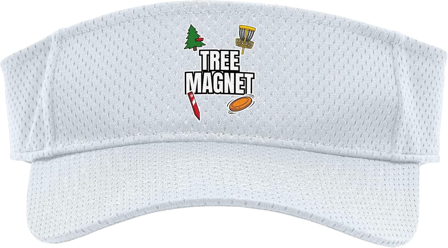 Disc Golf Tree Magnet Funny Frisbee Golfing Sport Sun Visor, Adult, One Size, White