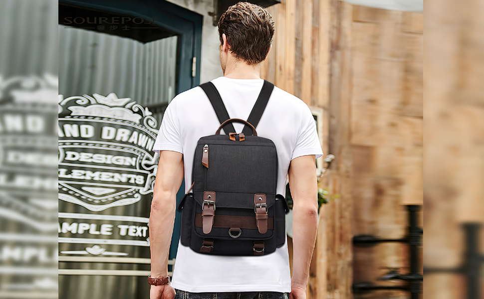 DORRISO Classico Zaino Uomo Vintage Borsa Sul Petto Per 10.9 Pollici IPad Con Maniglia Borsa A Tracolla Convertibile Per Viaggio Casuale Shopping - 2