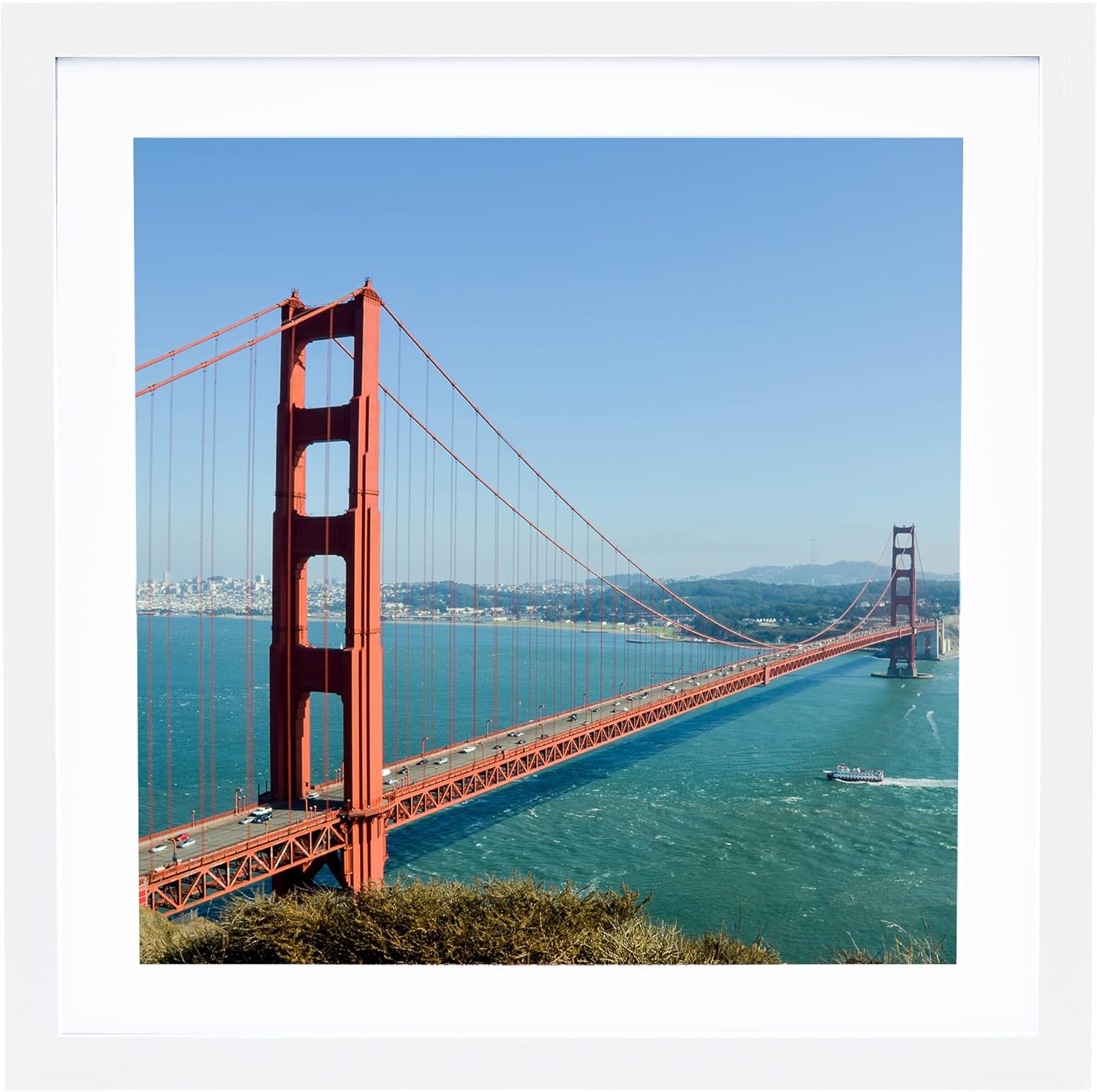 16x20 Picture Frame White for Wall Hanging, Poster Frame Display 10x10 inch with Mat or 16x20 Without Mat, Square Wall Gallery Photo Frame with Shatter Resistant Plexiglas, White