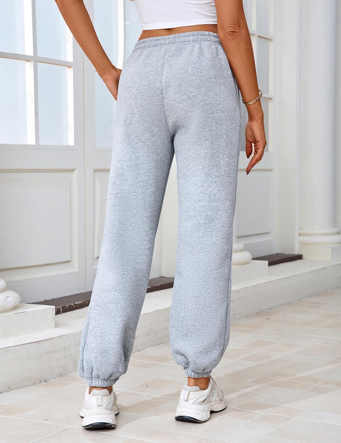 Sweatpants Womens Fleece-Lined Baggy Lounge Pants Active High Waisted Comfy Joggers for Women Fall Clothes - Image 5