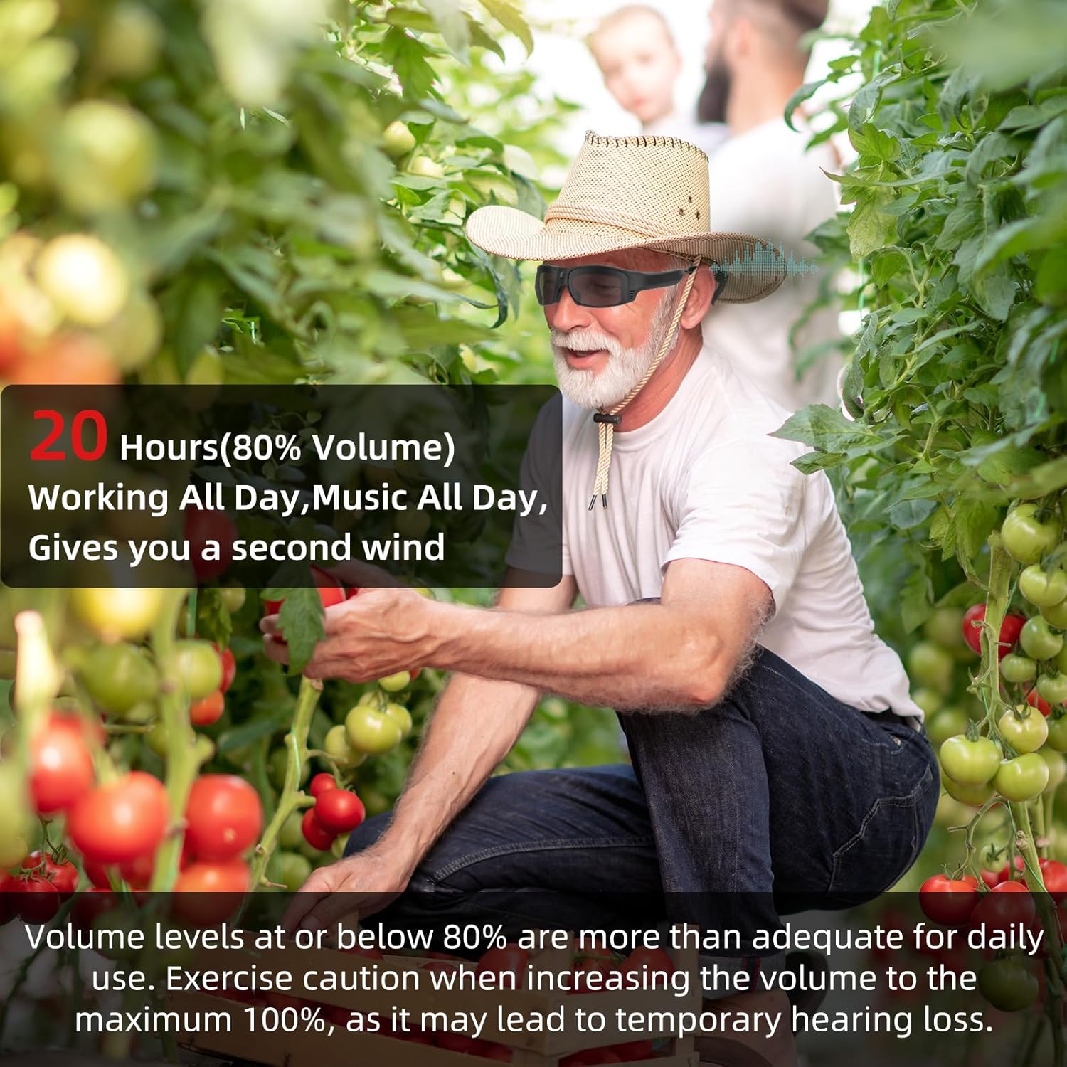 Smart Bluetooth Glasses for Men&Women Ultra Loud Volume,Safety Glasses with Bluetooth Speaker Rechargeable LED Lights,20 Hrs Runtime TR90 Frame ANSI Z87.1 - Image 4