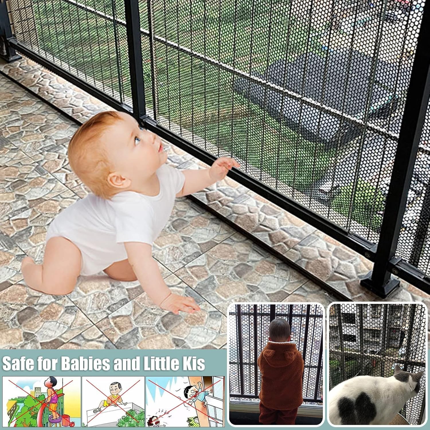 Barriera for recinzione in rete metallica for pollame in plastica for pollame for terrazza da giardino, balcone, barriera for animali domestici con fascette(0.8x20m)
