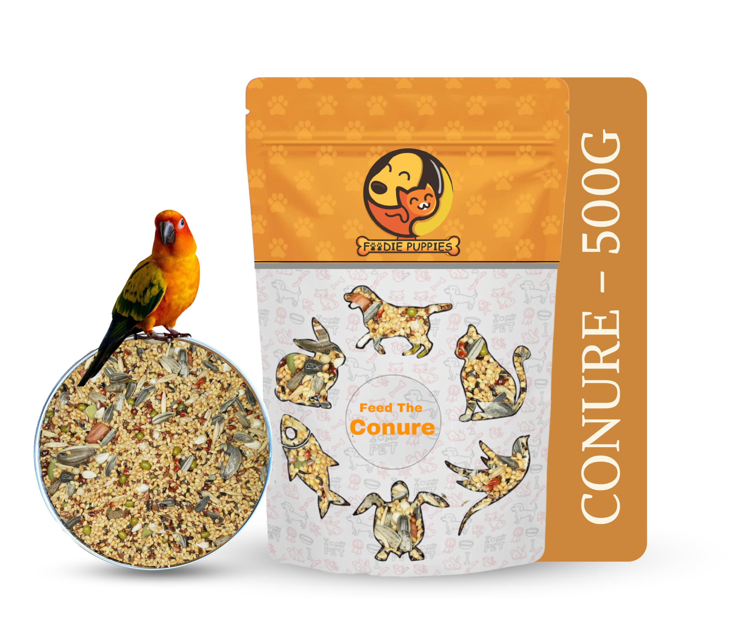 Foodie Puppies Bird Food for Conures - (500g, Pouch) Mix Seeds for Parakeets, Parrots, Macaws, and Cockatoos | Fortified with Canary Seeds, Red Chillis, Peanuts, Yellow Proso, Sunflower & Safflower (B0D89YDBPT) Amazon Price History, Amazon Price Tracker