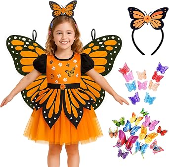 kids Butterfly Costume for Girls Ages 311 Monarch Fairy Dress Up Outfit