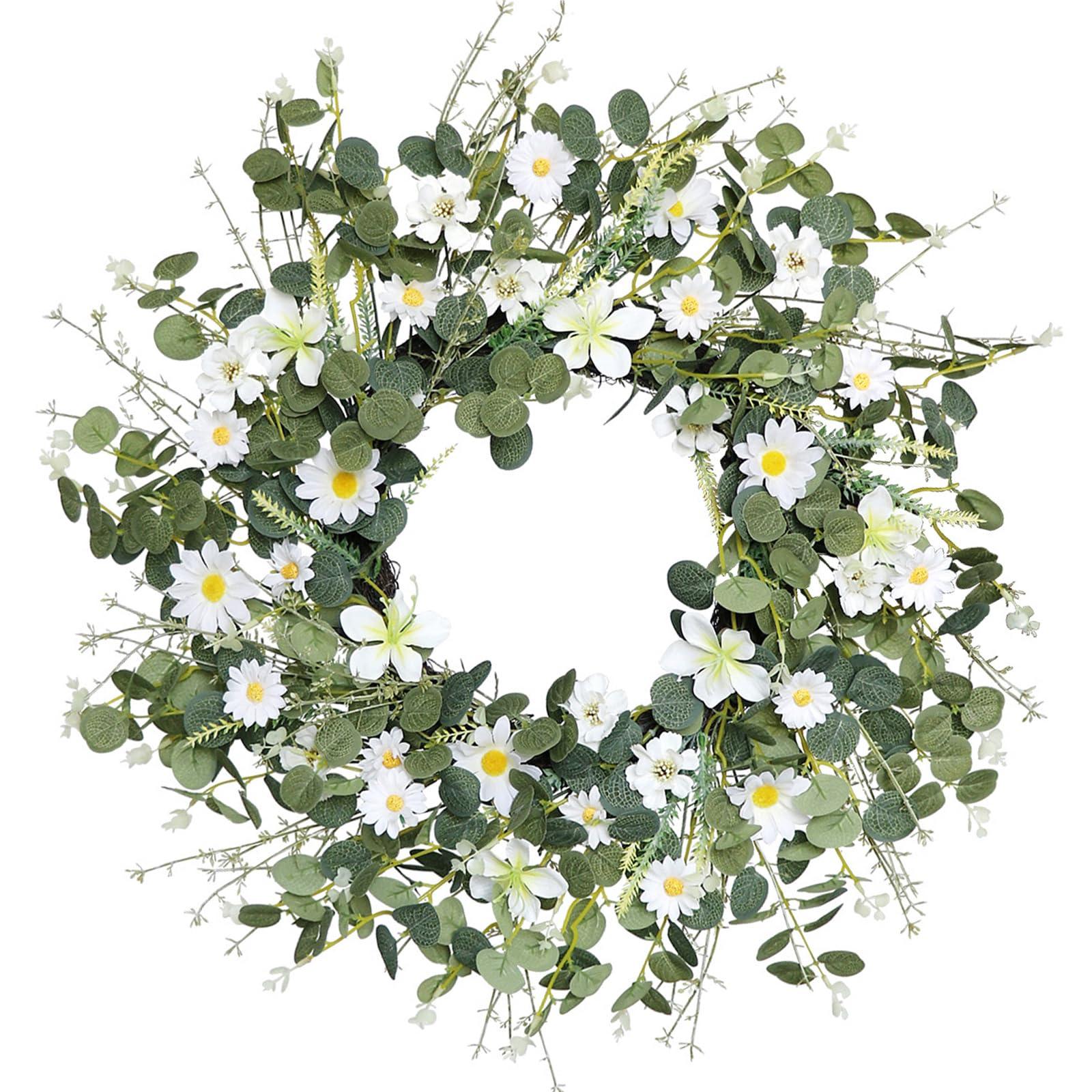 Kalttoy Delicate Faux Daisies Vine Wreath Celebratory Party Supplies Suitable for Home Cafe or Wedding Party Styling Decorative Wreath