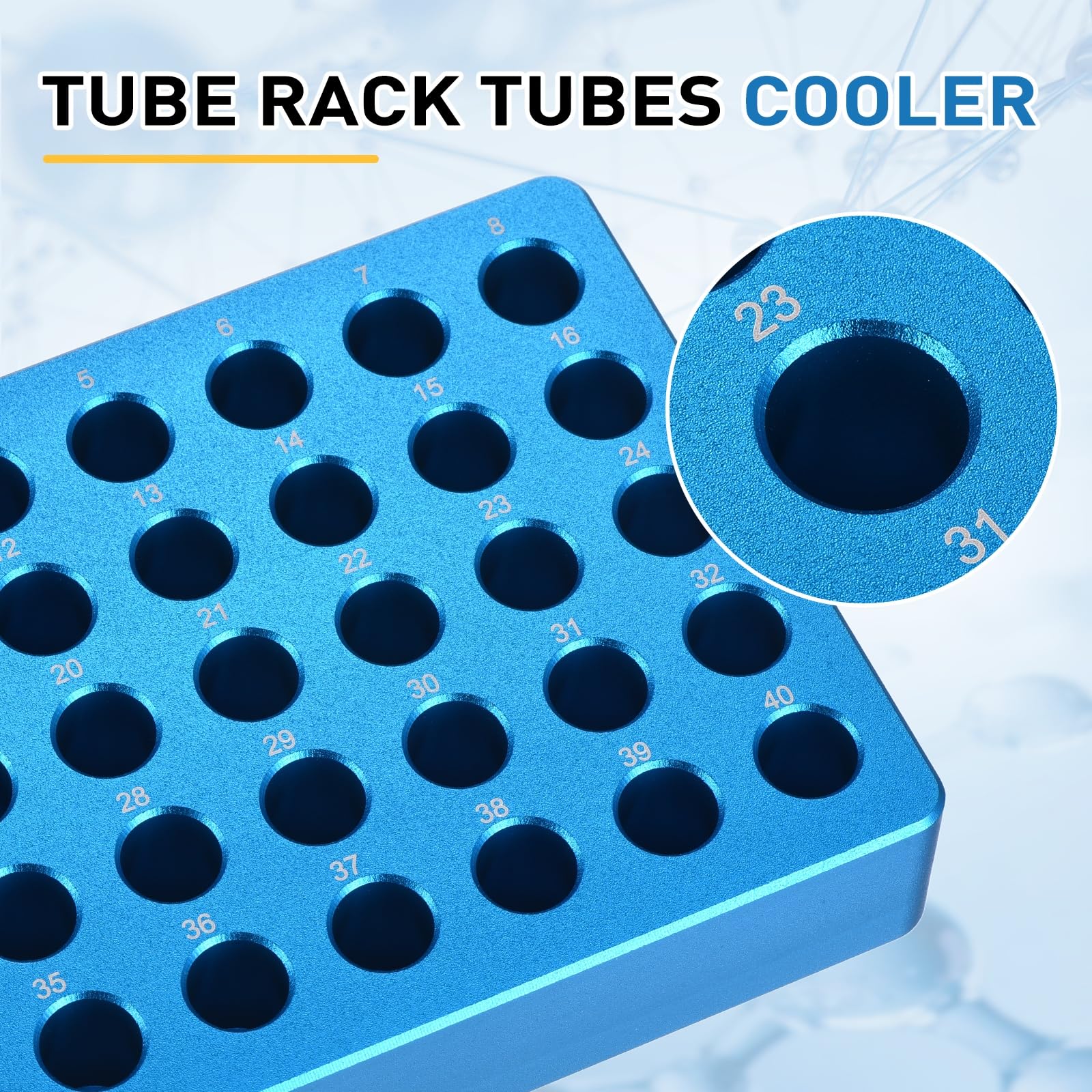 PATIKIL Gradilla Enfriadora De Aluminio Para 40 Tubos De Microcentrífuga, Bandeja Para Placas De Cultivo De Tejidos, Bloque De Enfriamiento Para Tubos De PCR De 50ml, Equipo De