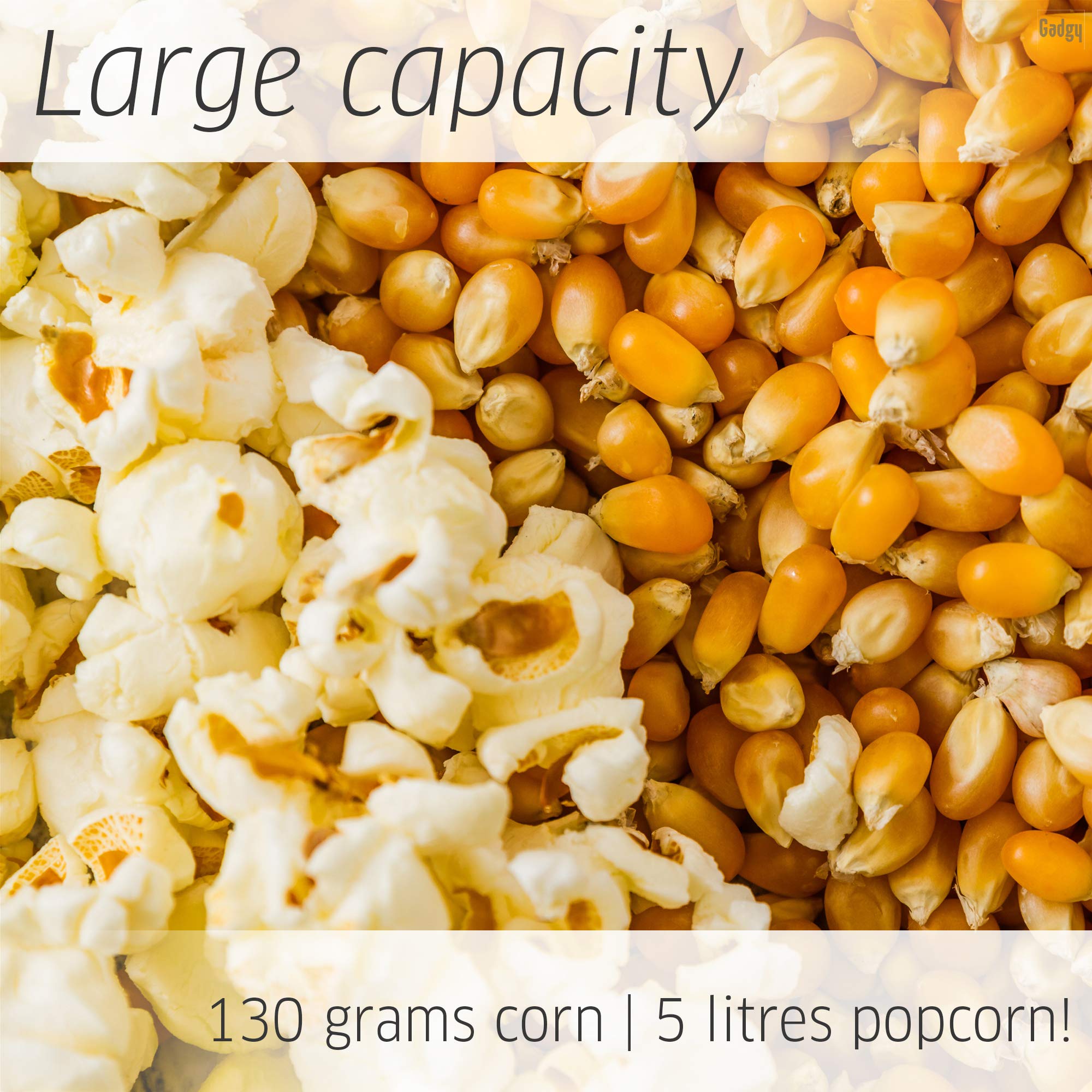 Gadgy Popcorn Maker Machine Round Air Pop Corn Maker 5 Litre Capacity 800W Air Popper