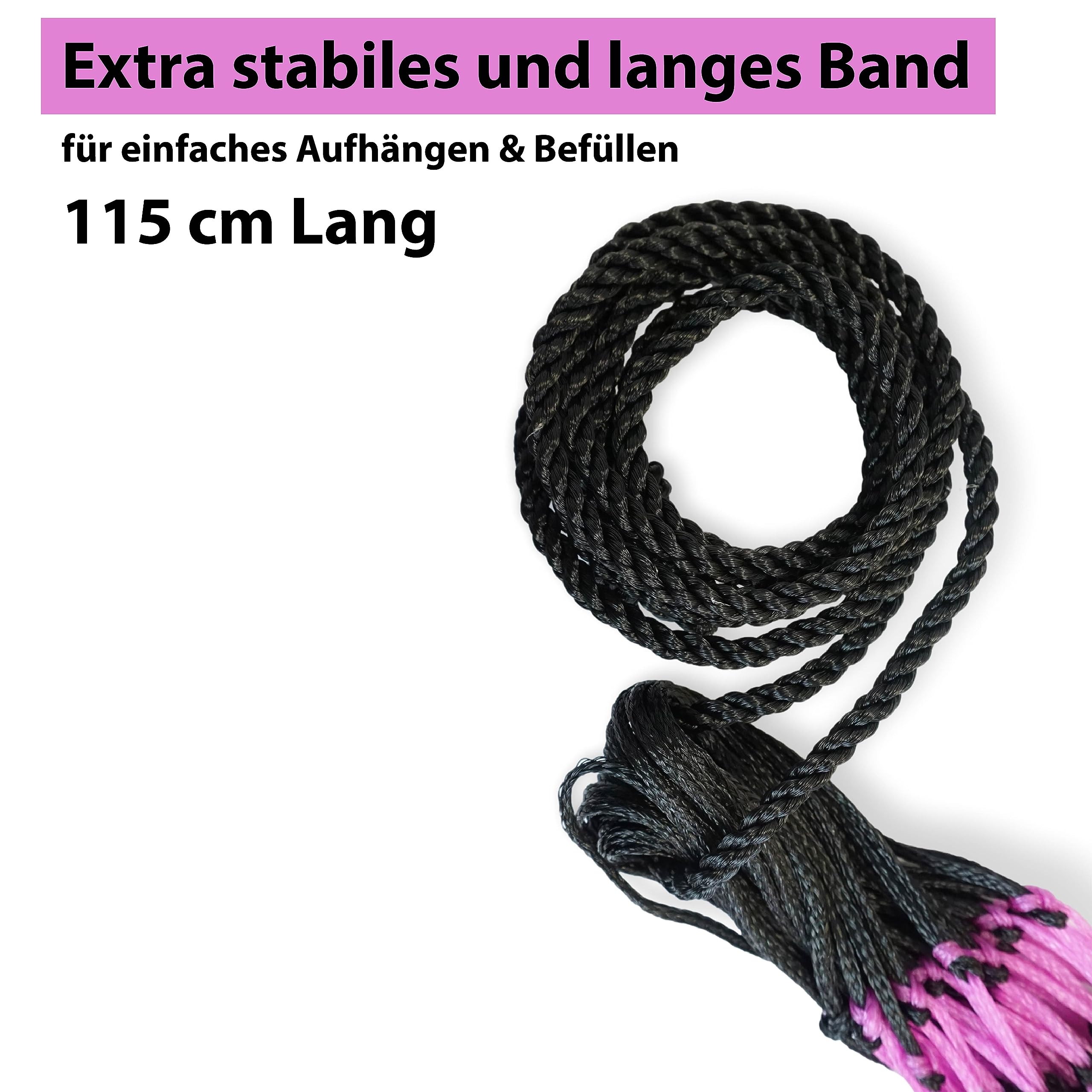 Extra großes Heunetz für Pferde 5 x 5 cm Maschen artgerechte Fütterung verbesserte Verdauung Heusack für unterwegs Futtersack für Ponys Jungpferde alte Pferde Ziegen (Schwarz-Pink, 2)