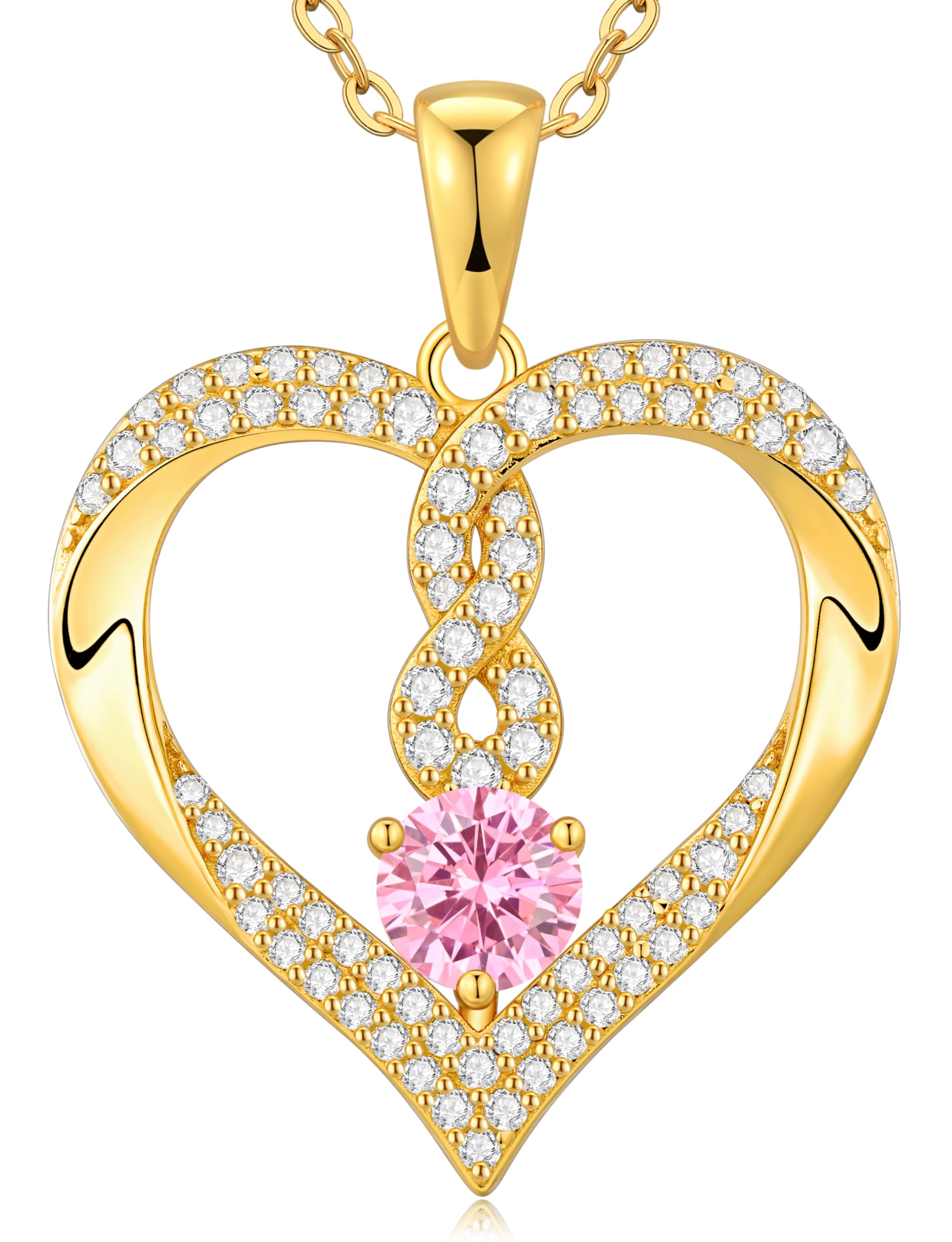 LOUISA SECRET Infinity Heart Necklaces for Women, Gold Plated and 925 Sterling Silver Forever Love Pendant Necklaces, Birthday Anniversary Jewelry Gift for Her Wife Mom