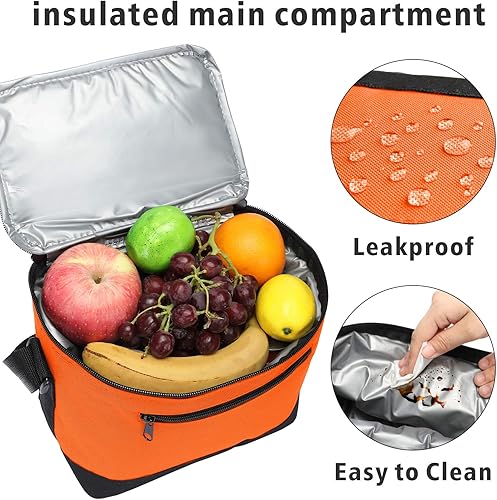 Miniatura 4 de BuyAgain Bolsa de almuerzo, 600D de poliéster pequeño, 6 latas, reutilizable, con aislamiento térmico, forro resistente al agua de PEVA para