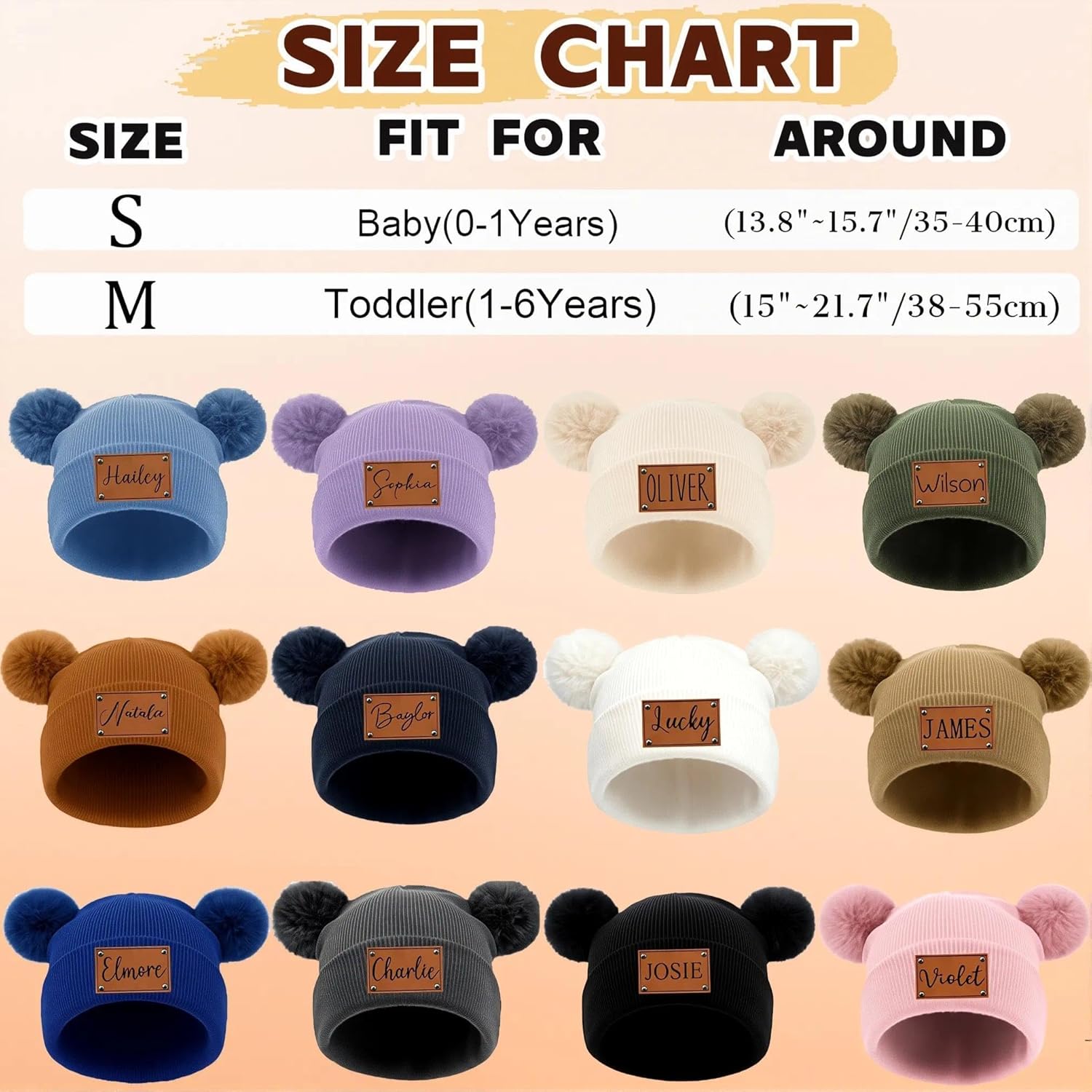 Personalized Baby Pom Pom Beanie Hat,Custom Newborn Name Beanie Knitted Hat, Winter Gift for Infant Kids Toddler - Image 4