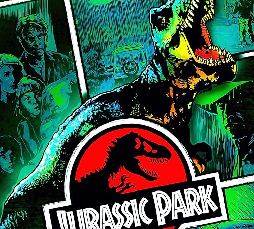 Miniatura 2 de Jurassic Park 1993 - Póster reimpresión  Arte de pared de dinosaurio estilo cómic retro, impresión de película clásica (11 x 17 pulgadas)