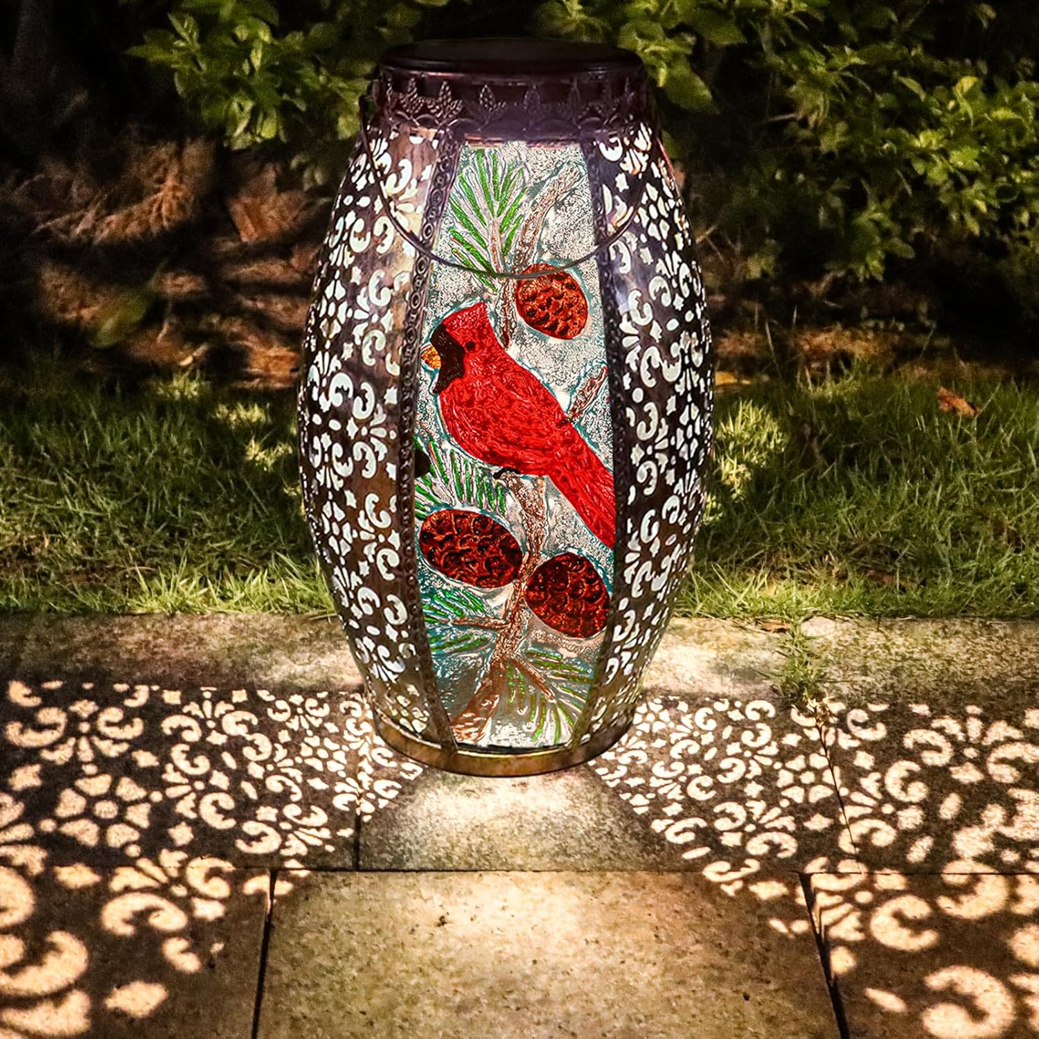 Larekook Hummingbird Solar Lanterns Outdoor Waterproof,13" Metal Hanging Christmas Decorative Lantern,Large Hummingbird Solar Lights for Outside Yard Porch Patio Garden Decor,Birthday Gifts for Women