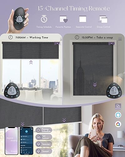 Miniatura 4 de Graywind Persianas enrollables motorizadas compatibles con Alexa Google, con conexión WiFi, filtro de luz inteligente, persianas automatizadas,