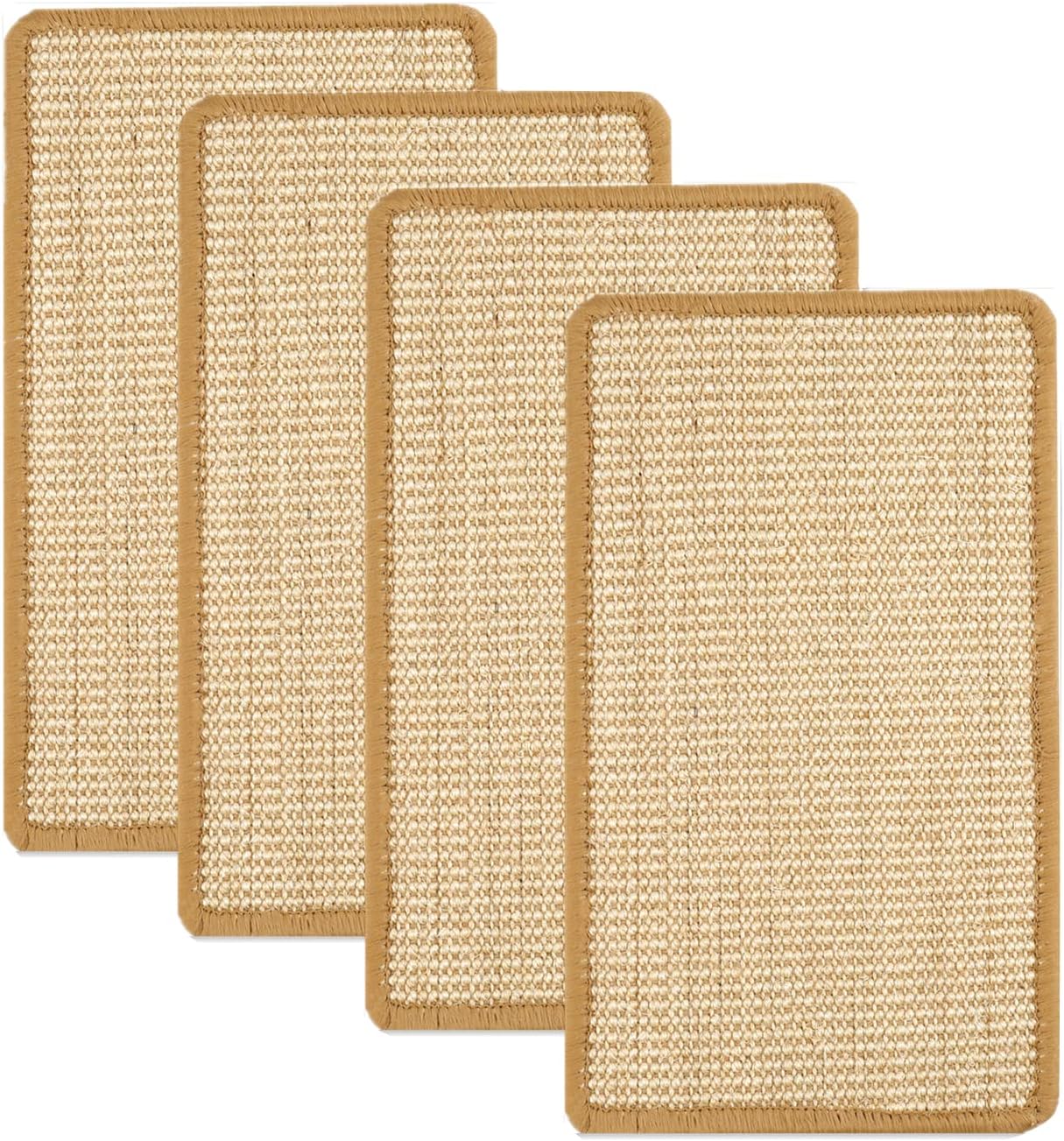 SHENGOCASE 4-Pack 10" x 19.7" Sisal Cat Scratching Mat Pad with Hook & Loop Tapes for Wall Couch, Window Perch, Cat Wall Furniture Shelve