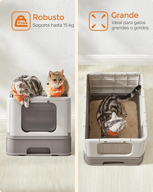 Foto 7 de 8 de Feandrea Arenero para Gatos, Caja Arena con Bandeja Extraíble, Pala, Cepillo, Espacioso para Gatos Grandes