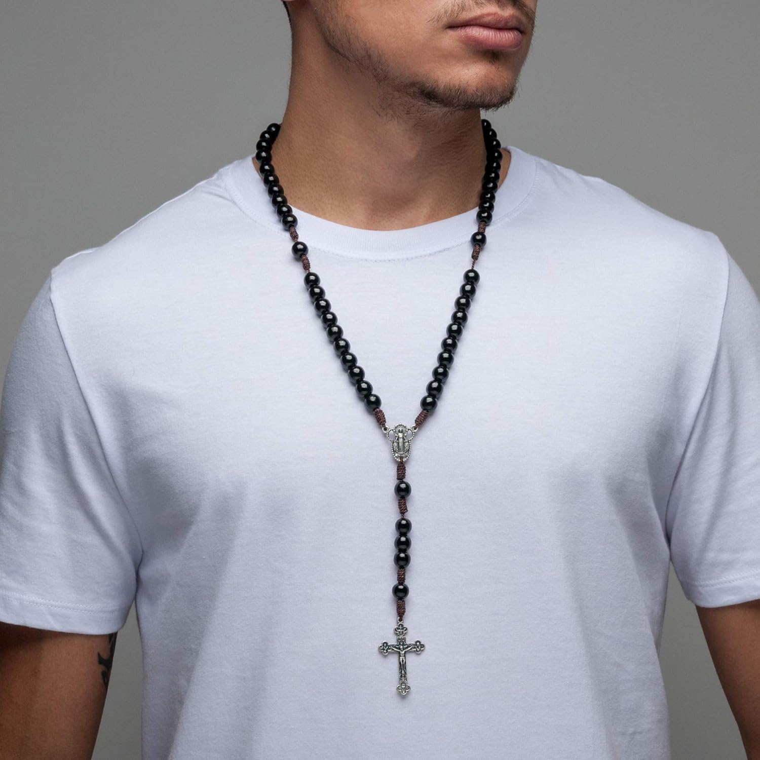 Intercession Our Father Sacred Handmade Solid Wood Rosary - Image 4