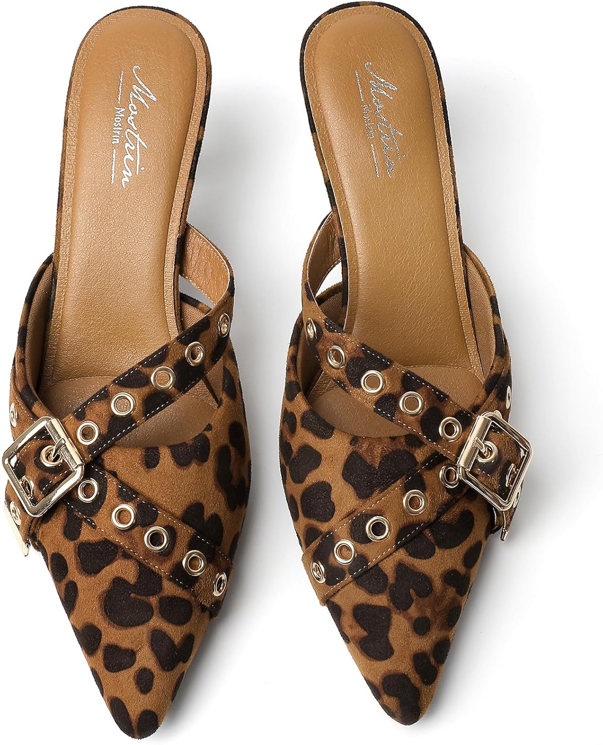 Mostrin Kitten Mules Heels for Women Pointed Closed Toe Heels Vintage Slip on Stiletto Dressy Pumps Shoes - Image 4