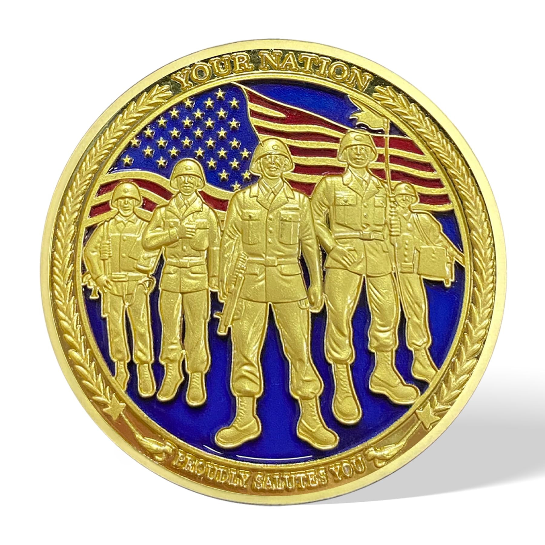 Veteran Challenge Coin Silver - Military Appreciation Coin With Eagle & Soldiers | Thank You For Your Service Gift